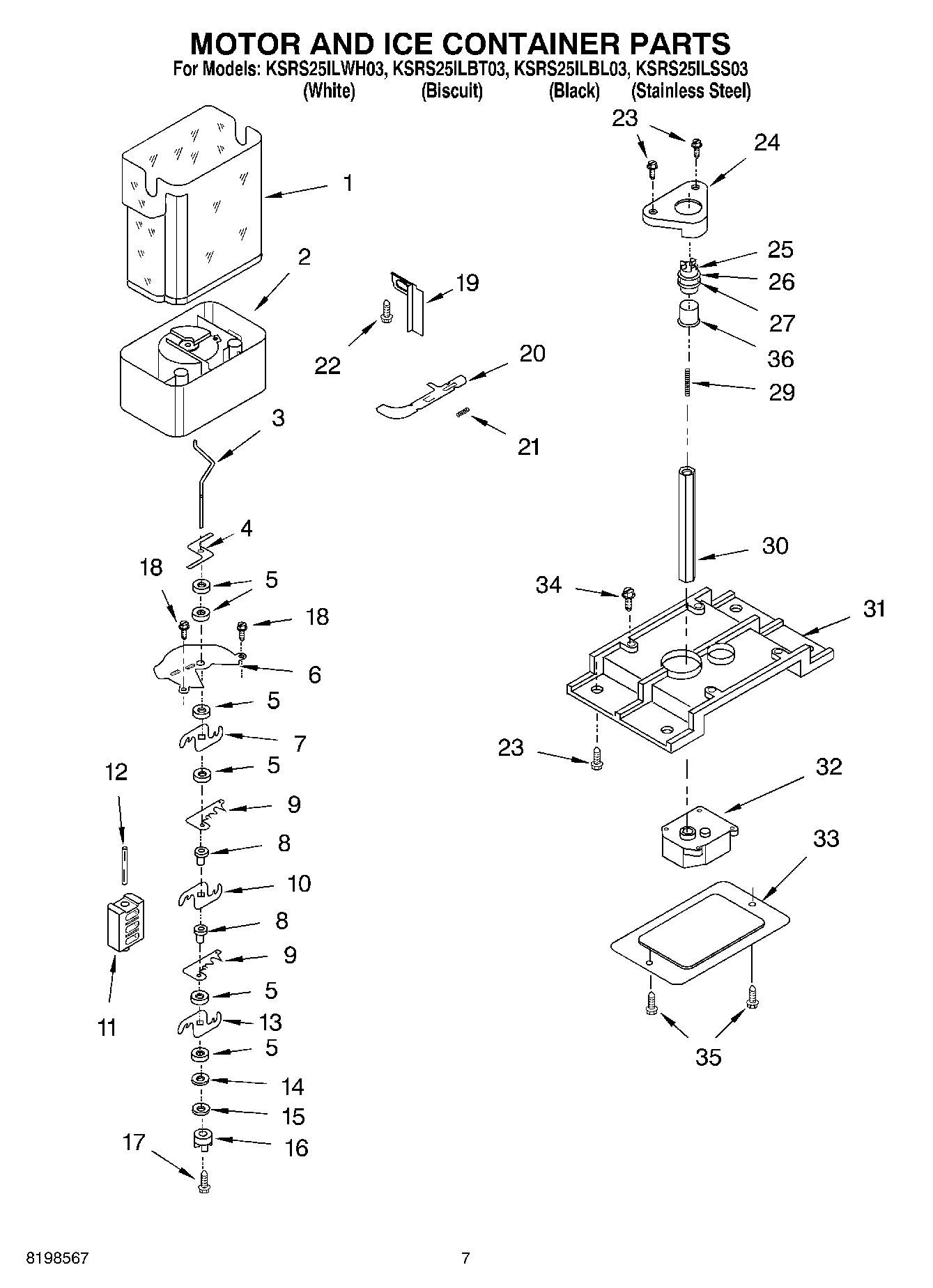 05 - MOTOR AND ICE CONTAINER PARTS