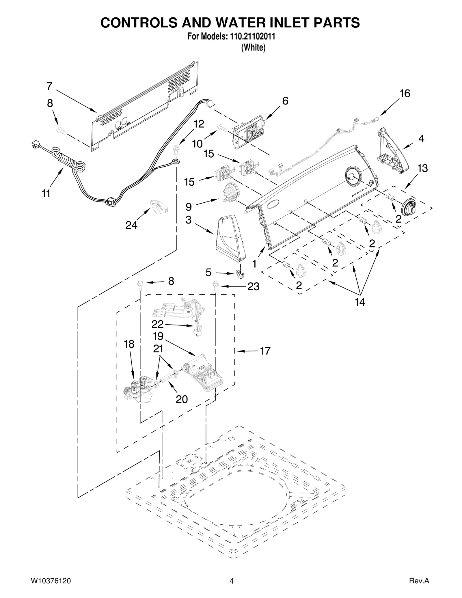 CONTROLS AND WATER INLET PARTS