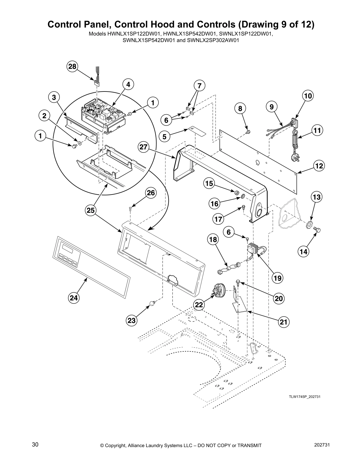 Control Panel, Control Hood and Controls (Drawing 9 of 12)