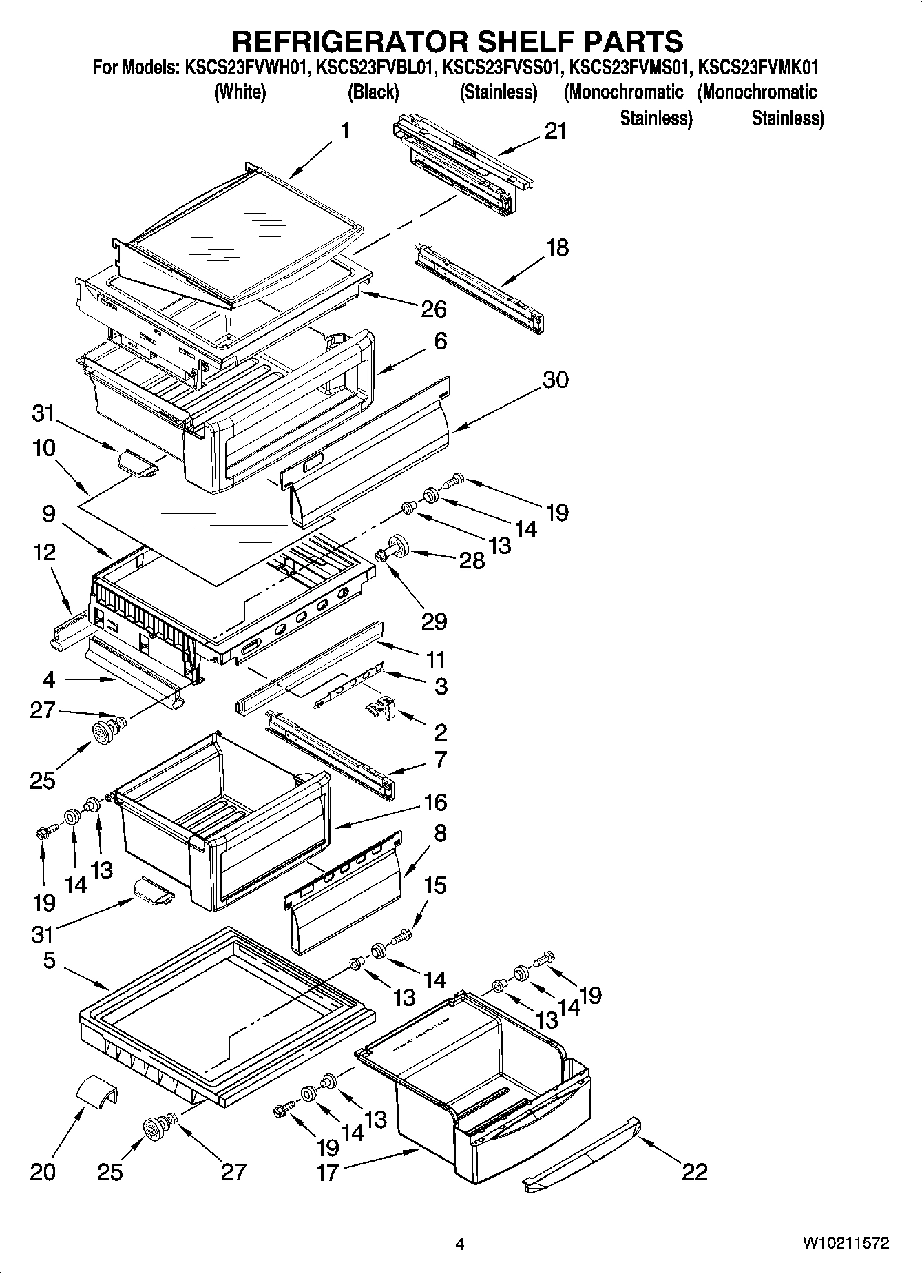 03 - REFRIGERATOR SHELF PARTS