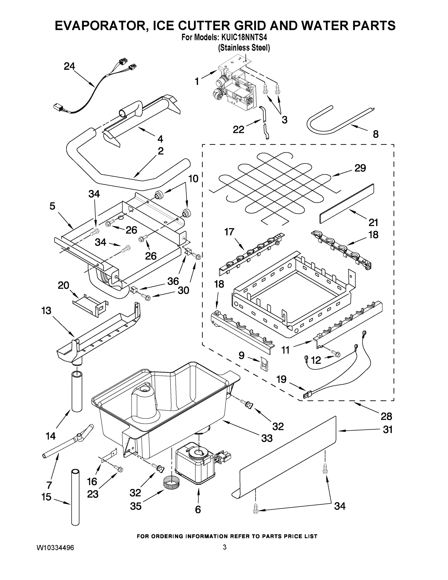 02 - EVAPORATOR, ICE CUTTER GRID AND WATER PARTS