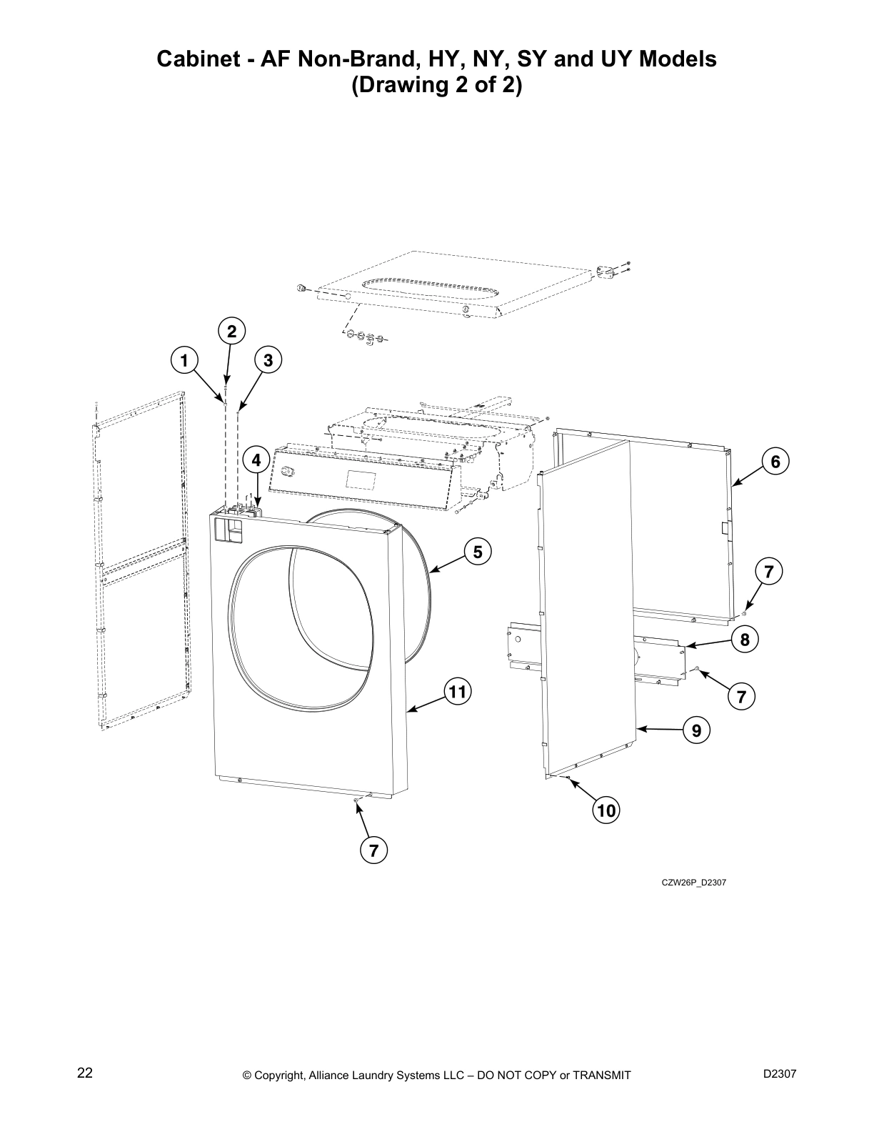 Cabinet - AF Non-Brand, HY, NY, SY and UY Models
(Drawing 2 of 2)