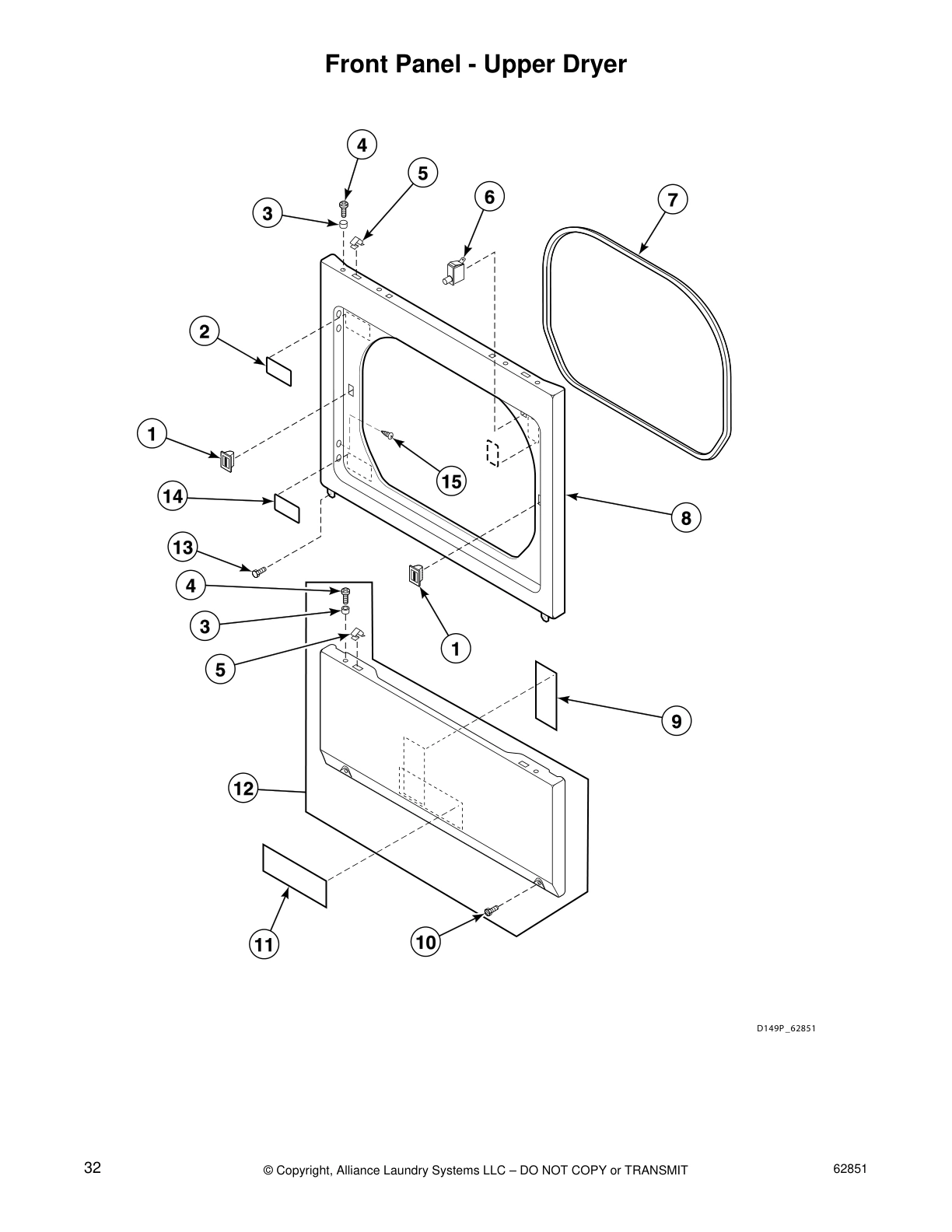 Front Panel - Upper Dryer