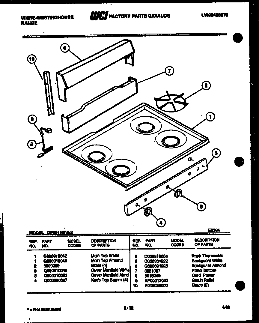 02 - BACKGUARD AND COOKTOP PARTS