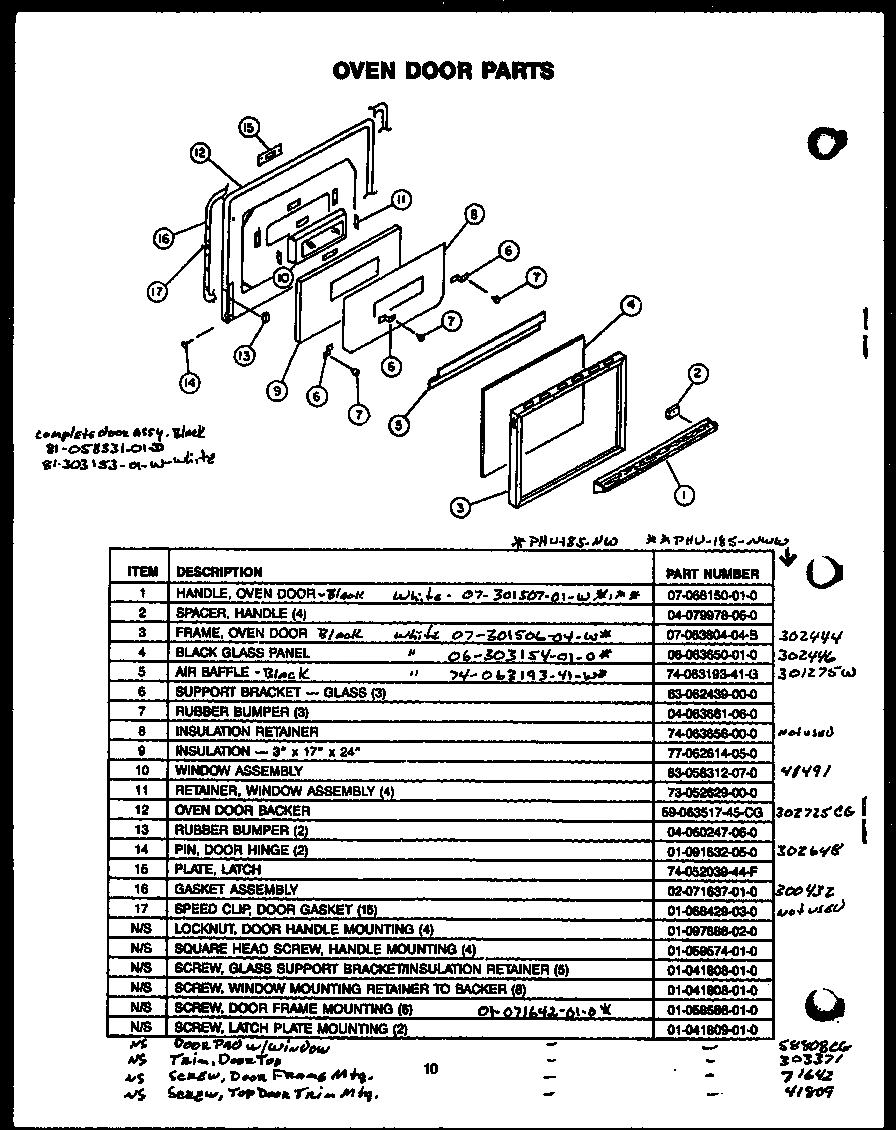 07 - OVEN DOOR PARTS