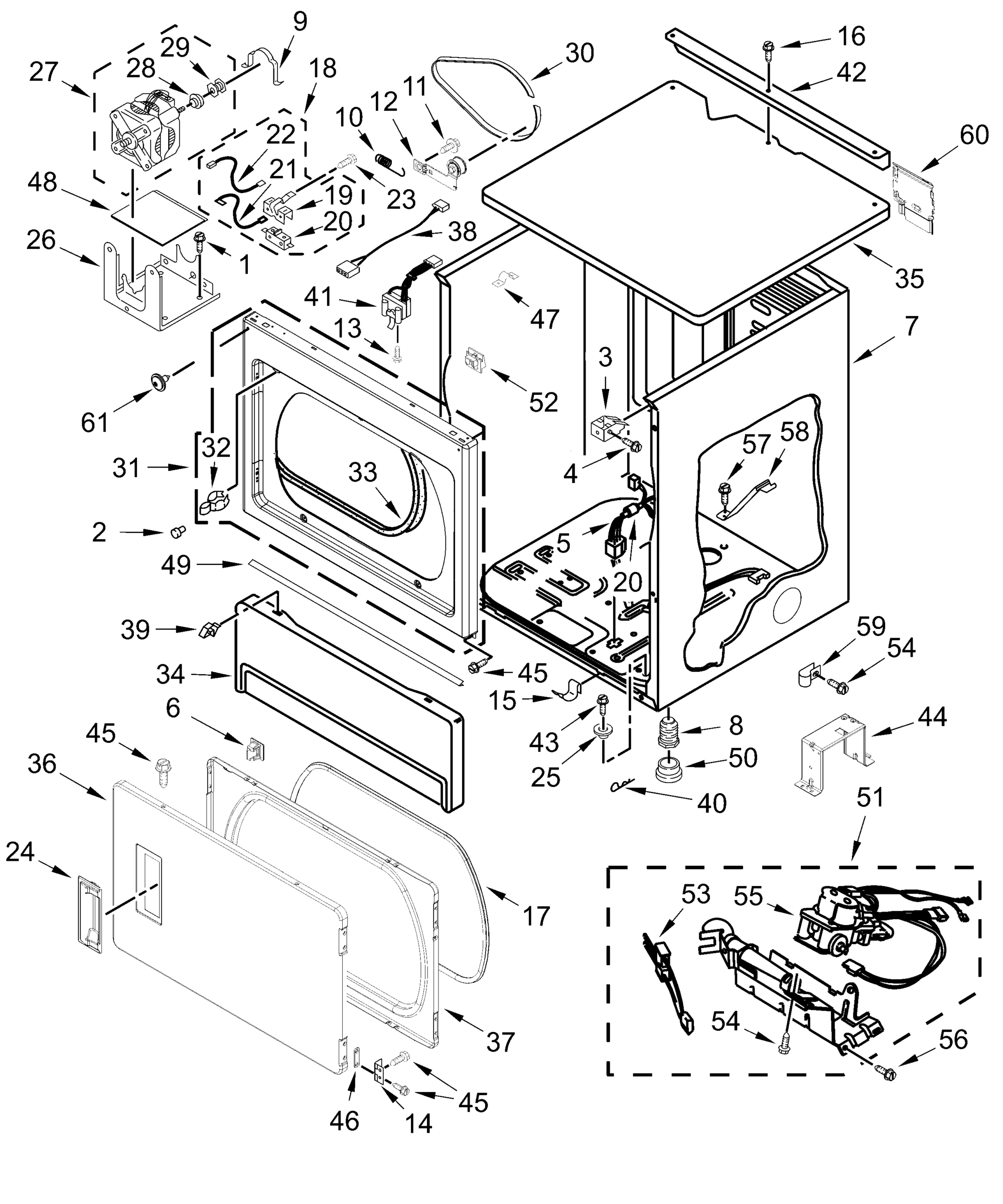 UPPER CABINET AND FRONT PANEL PARTS