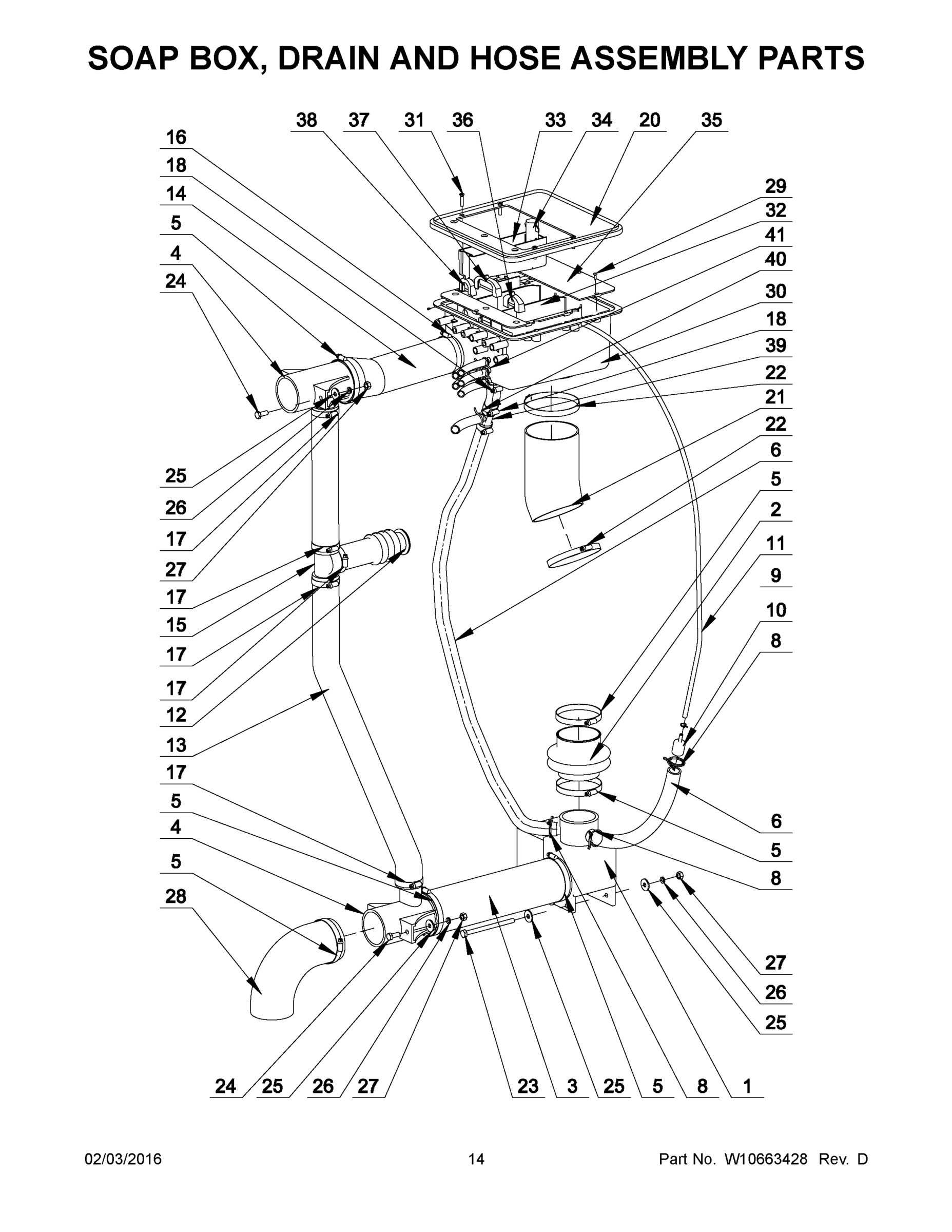 08 - SOAP BOX, DRAIN AND HOSE ASSEMBLY PARTS
