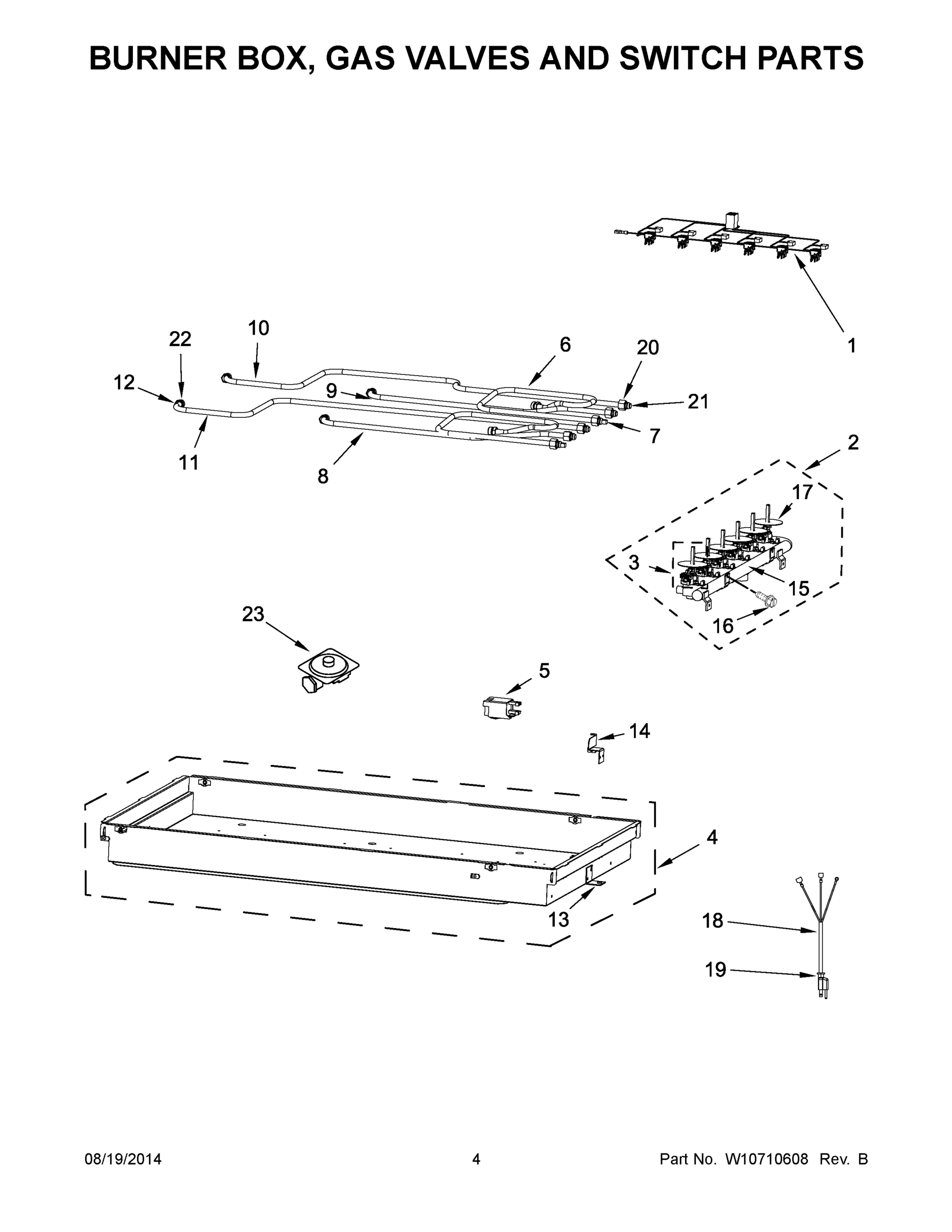 03 - BURNER BOX, GAS VALVES AND SWITCH PARTS