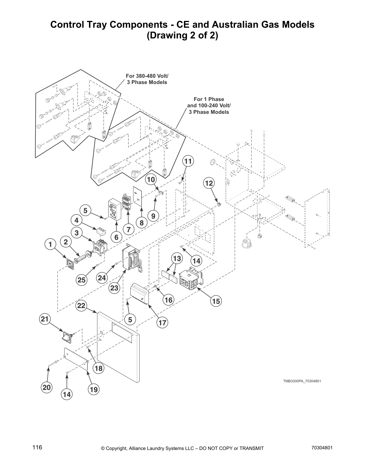 Control Tray Components - CE and Australian Gas Models
(Drawing 2 of 2)