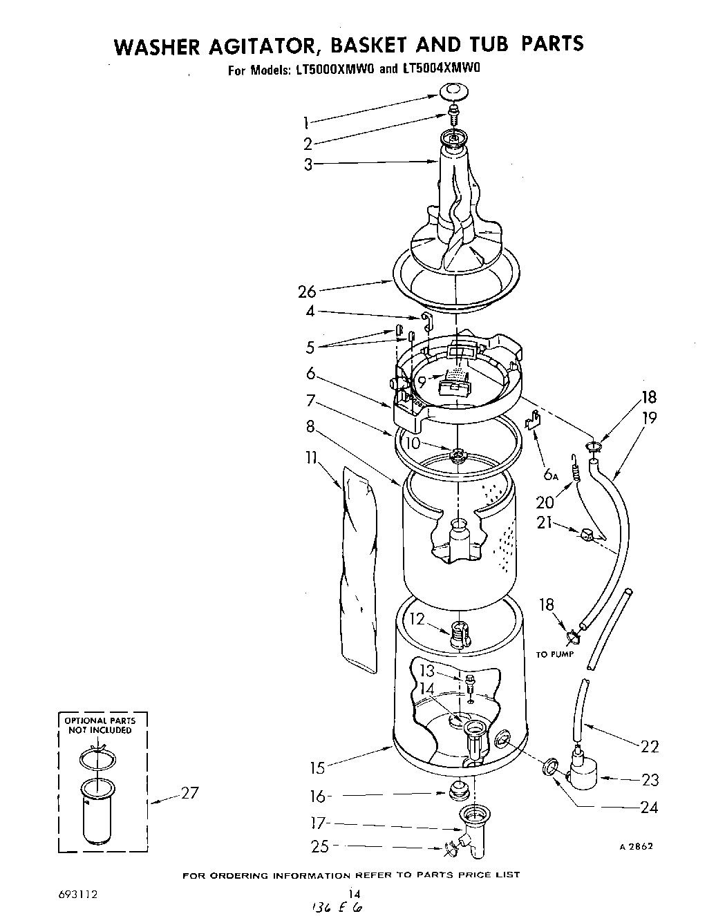 11 - WASHER AGITATOR, BASKET AND TUB