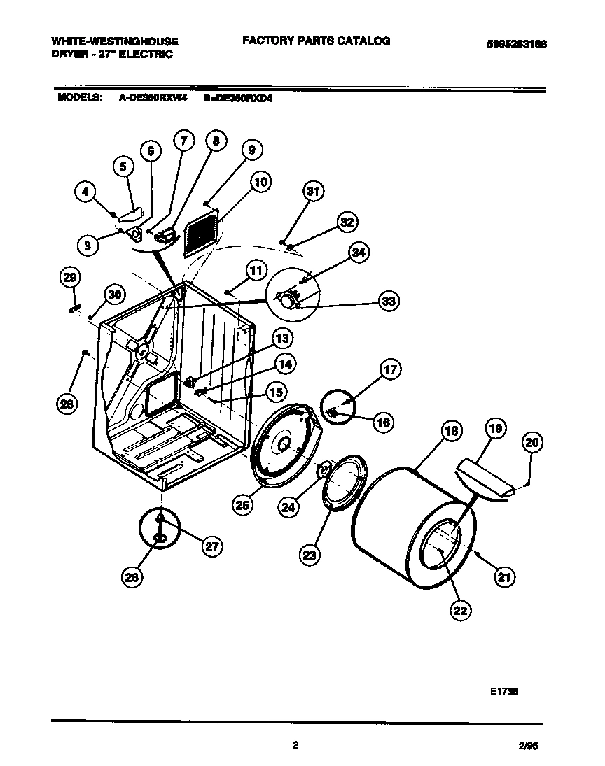 02 - CABINET, DRUM, HEATER ASSEMBLY