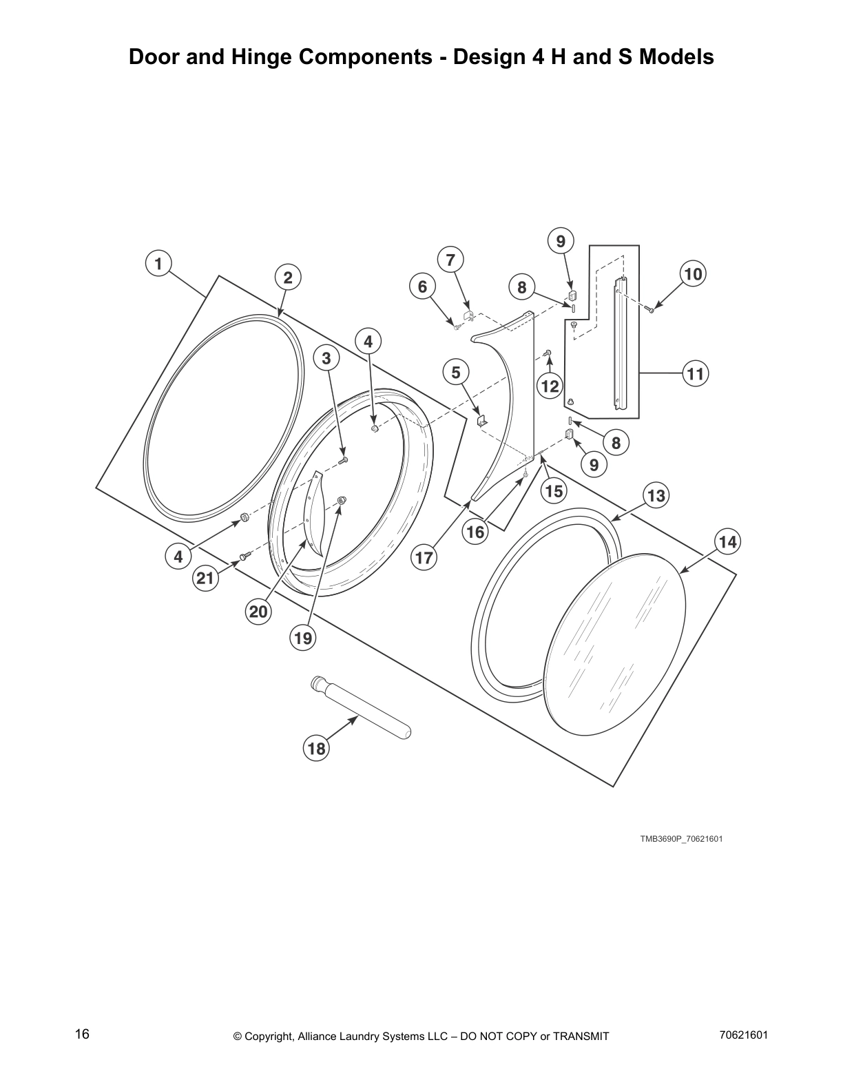 Door and Hinge Components - Design 4 H and S Models