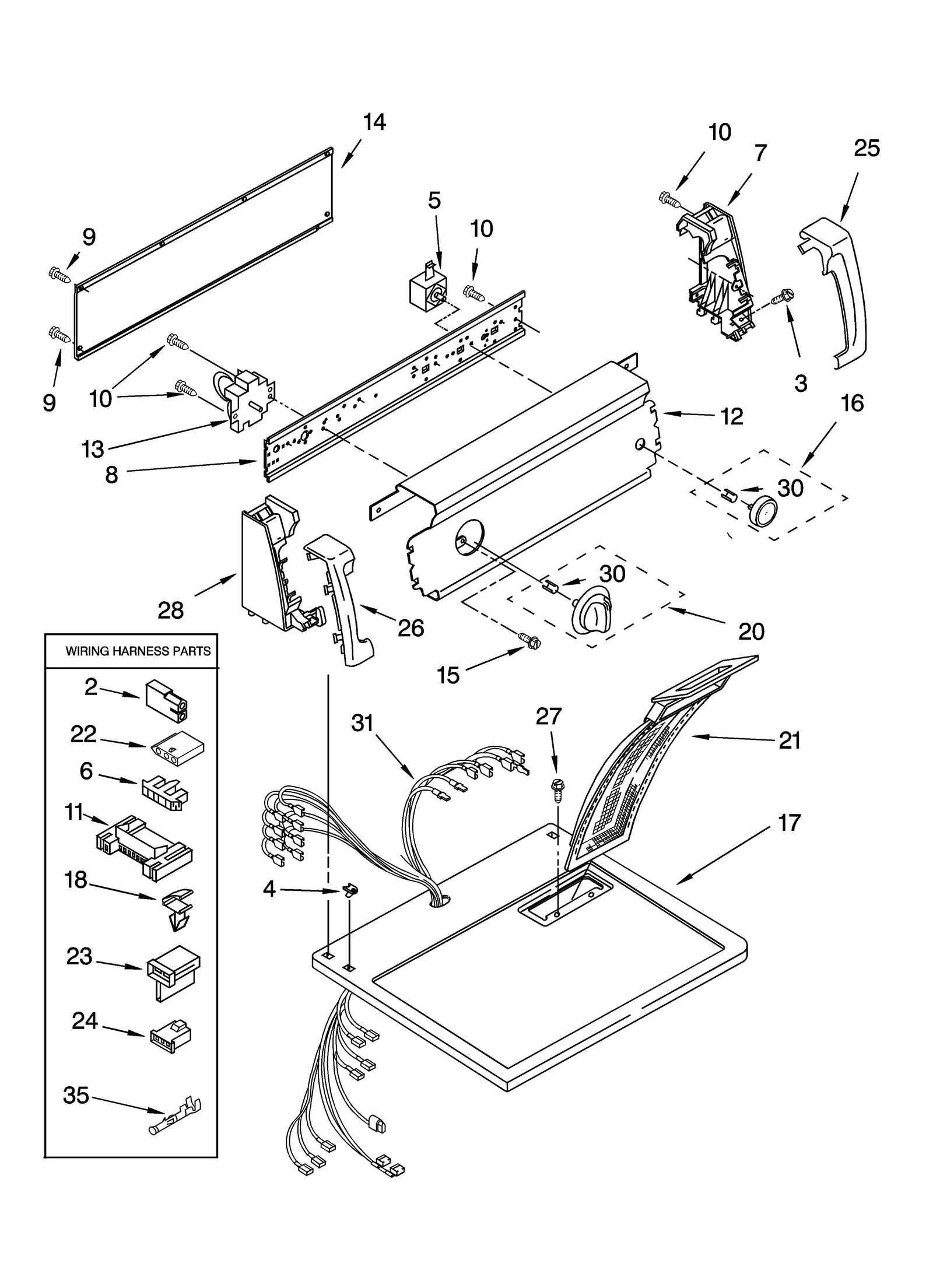TOP AND CONSOLE PARTS OPTIONAL PARTS (NOT INCLUDED)