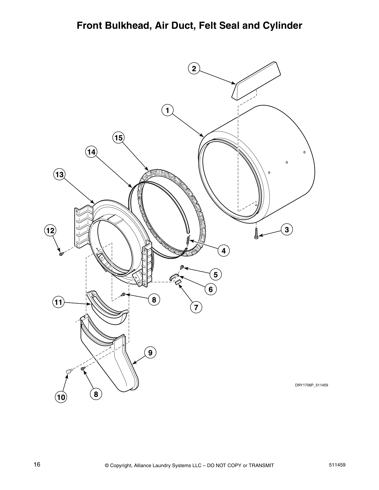 Front Bulkhead, Air Duct, Felt Seal and Cylinder