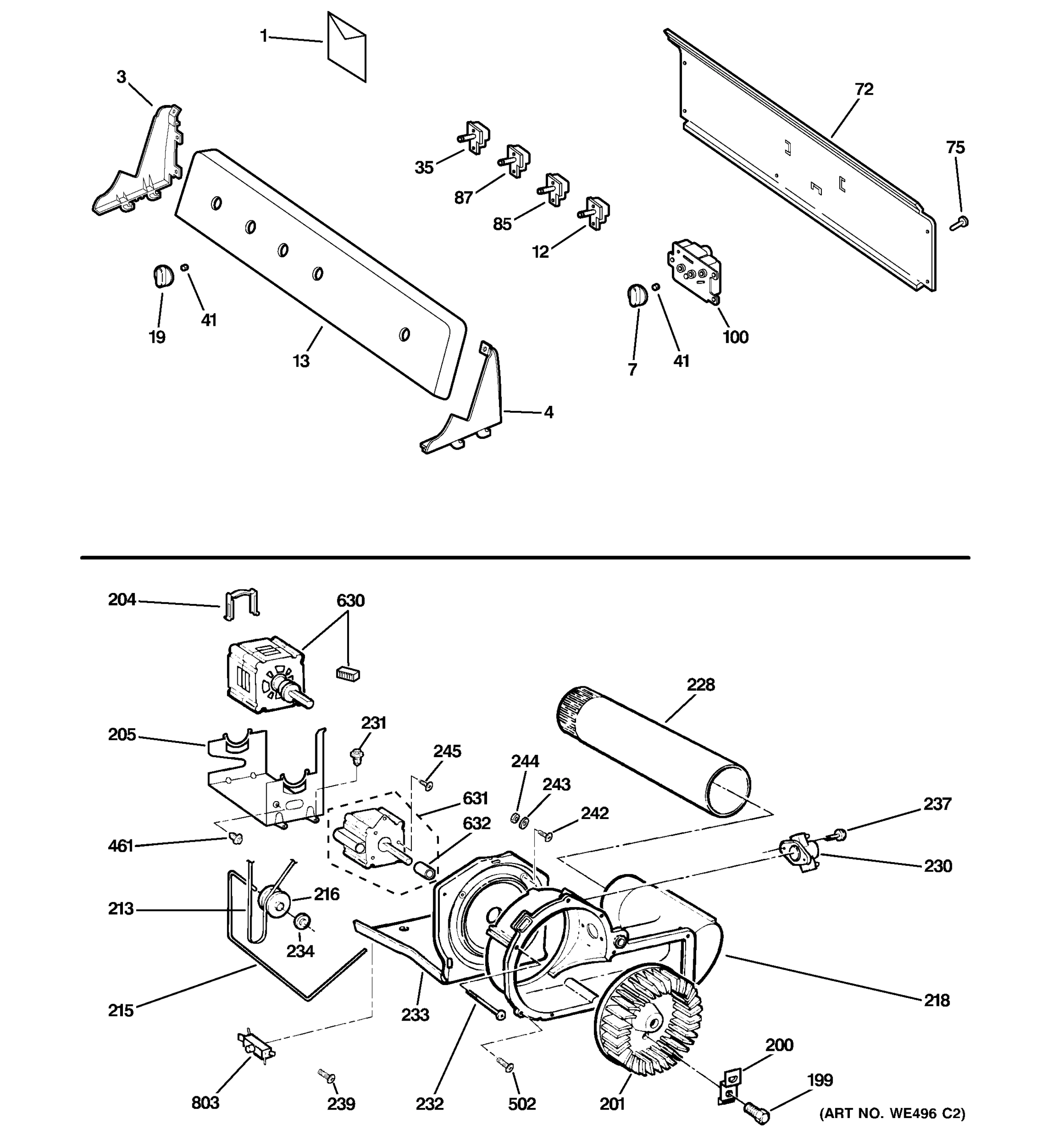BACKSPLASH, BLOWER & MOTOR ASSEMBLY