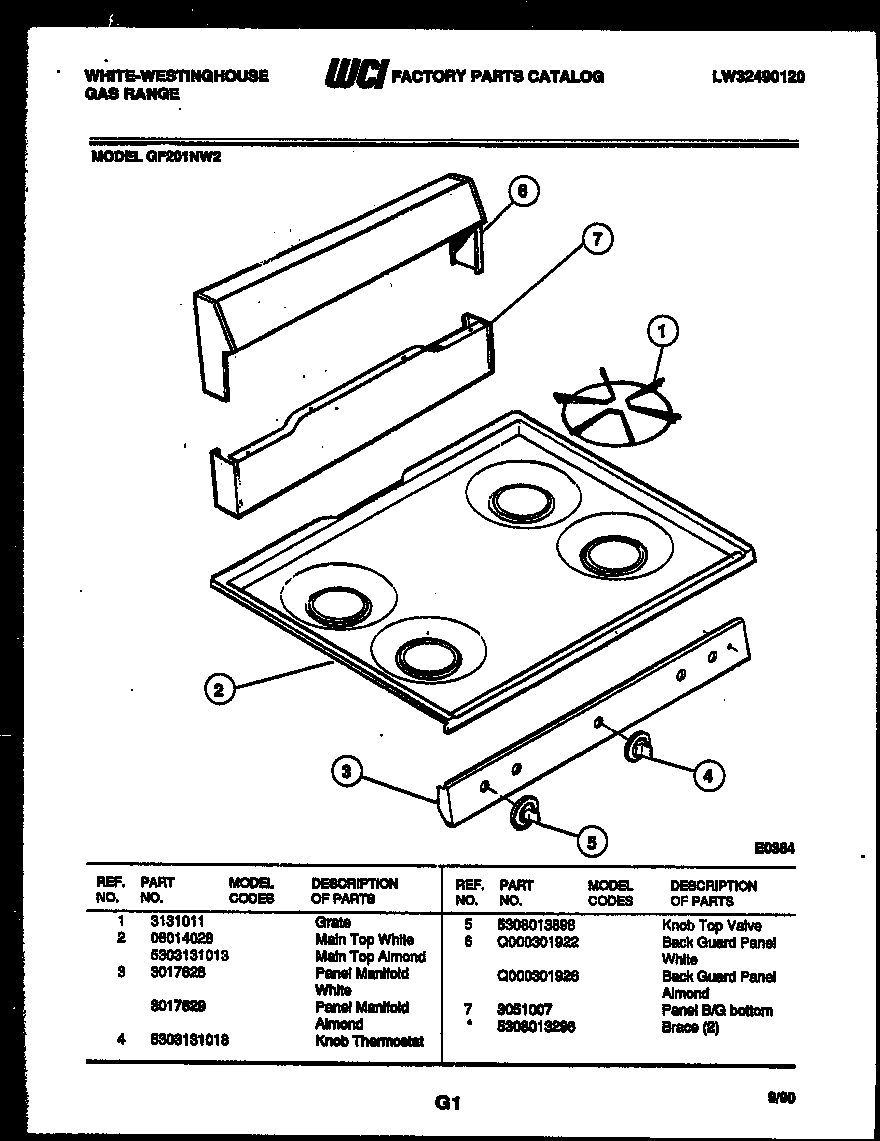 02 - BACKGUARD AND COOKTOP PARTS