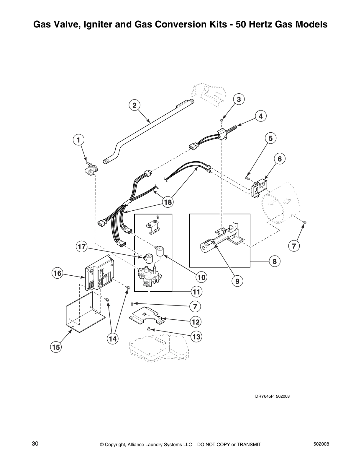 Gas Valve, Igniter and Gas Conversion Kits - 50 Hertz Gas Models