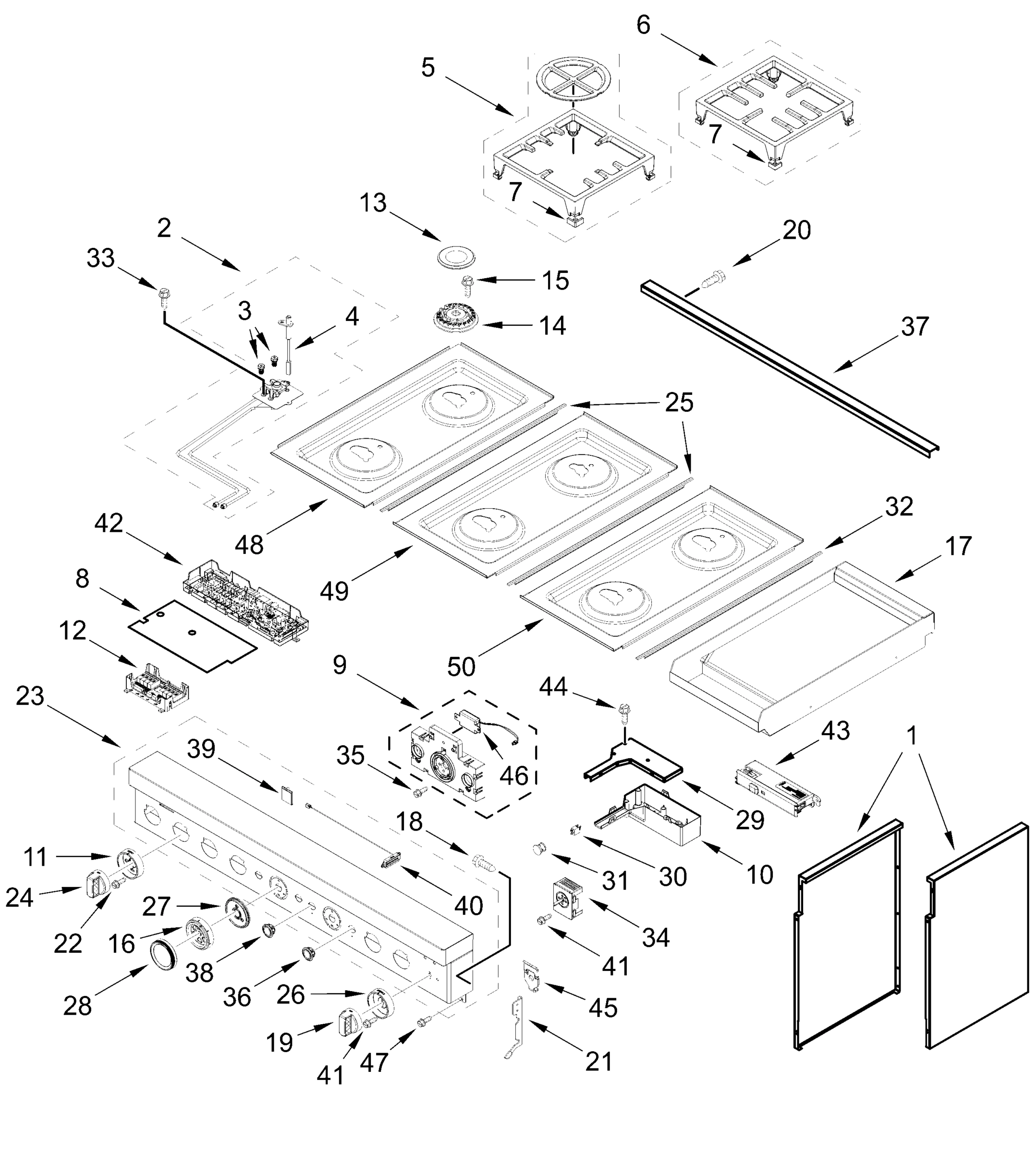 COOKTOP, BURNER AND GRATE PARTS