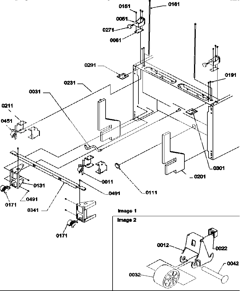 01 - BOTTOM HINGE AND ROLLER ASSY