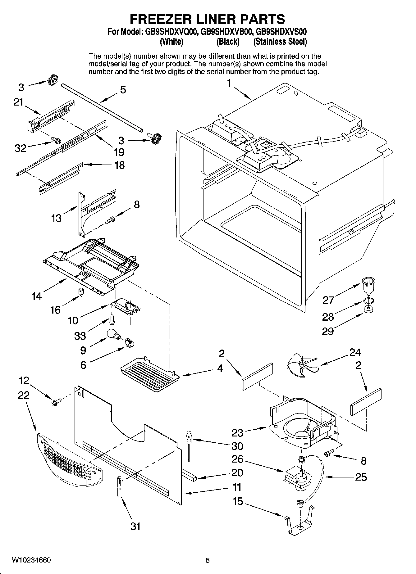03 - FREEZER LINER PARTS