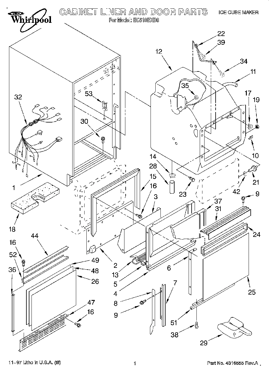 01 - CABINET LINER AND DOOR, LIT/OPTIONAL