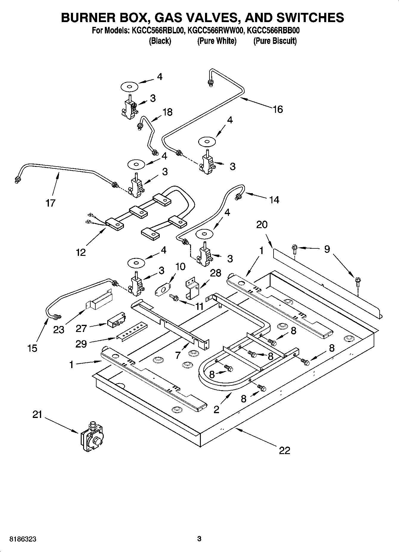 02 - BURNER BOX, GAS VALVES, AND SWITCHES, OPTIONAL PARTS