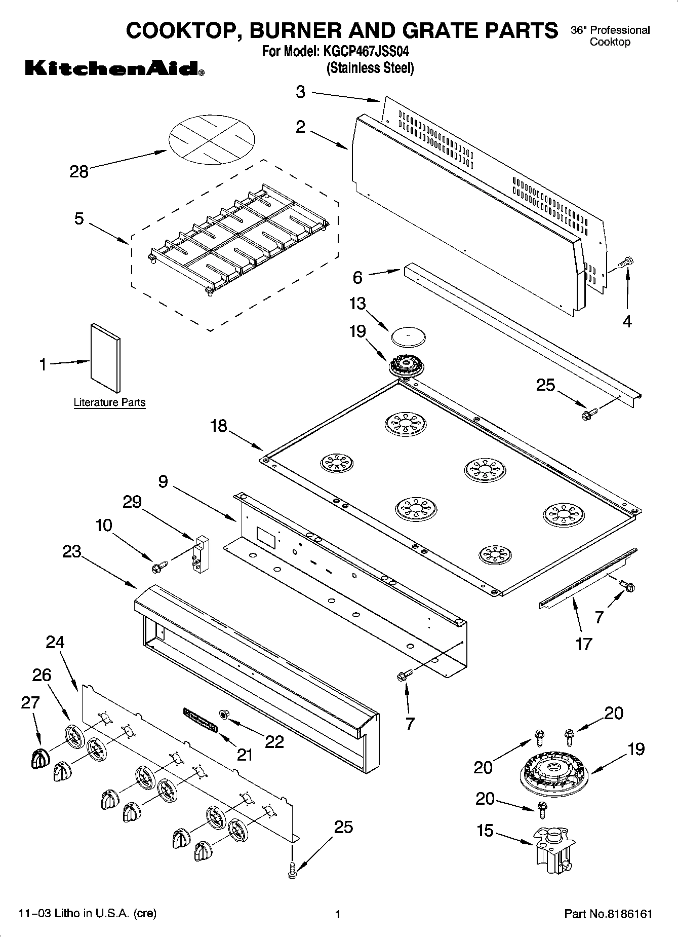 01 - COOKTOP, BURNER AND GRATE PARTS