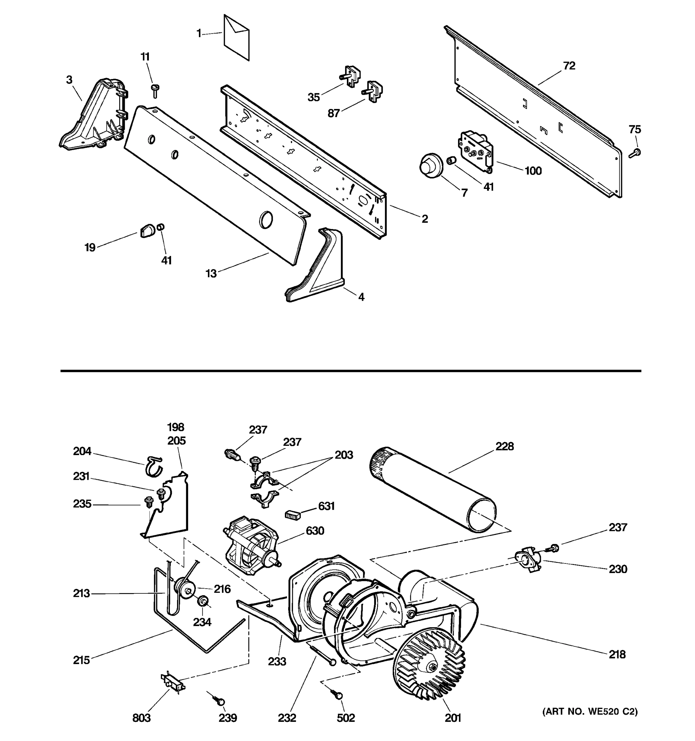 BACKSPLASH, BLOWER & MOTOR ASSEMBLY