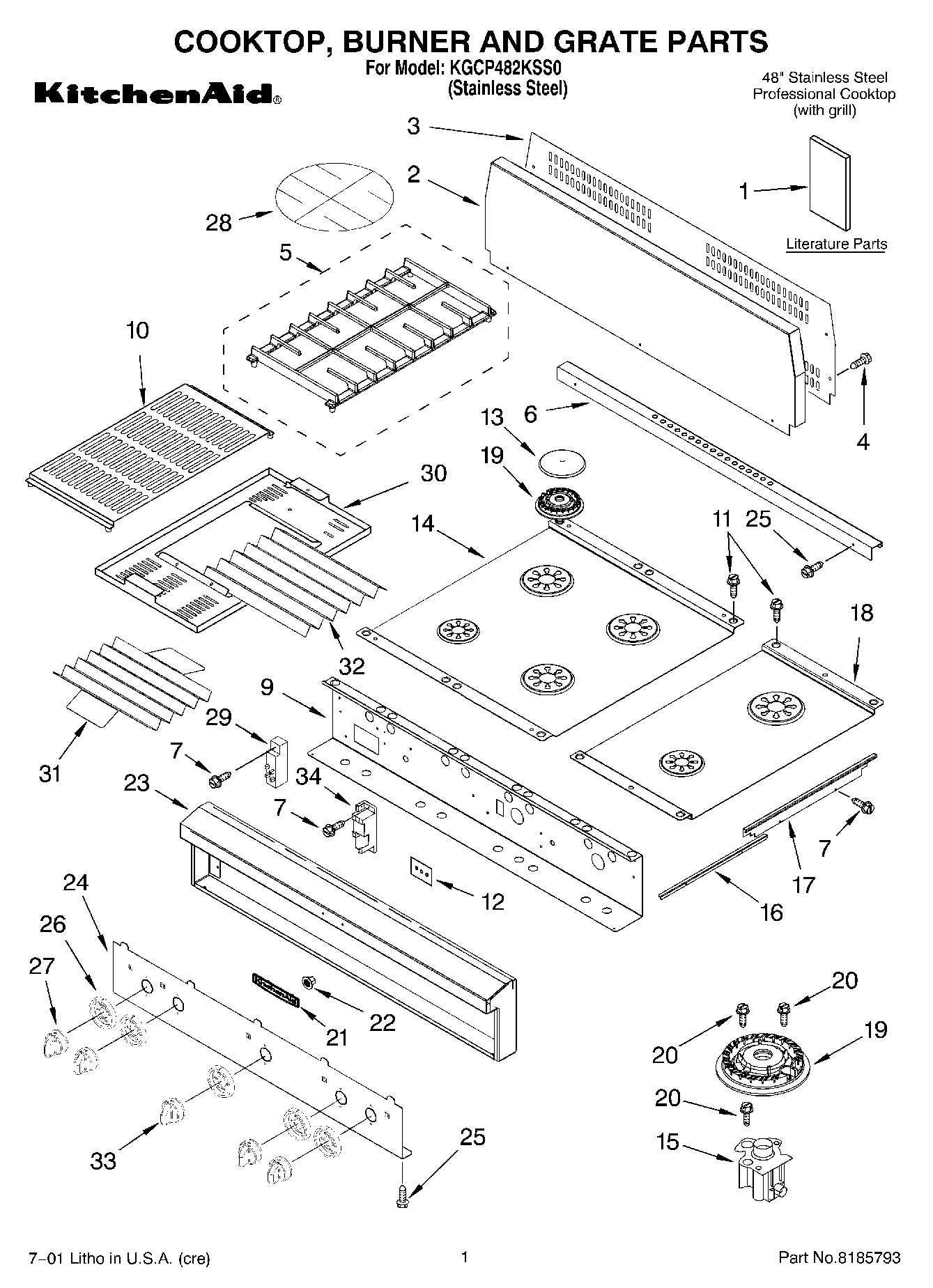01 - COOKTOP, BURNER AND GRATE PARTS