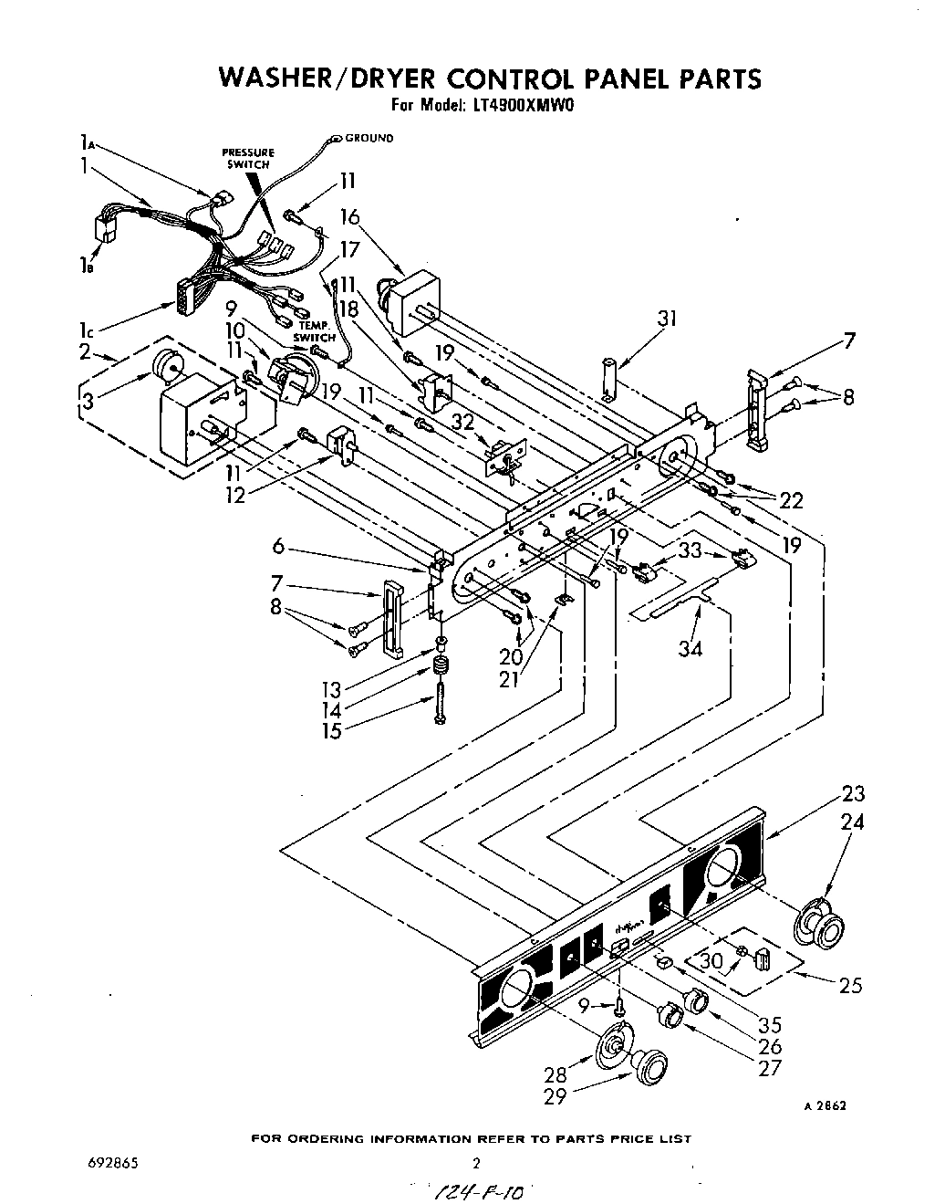 02 - WASHER/DRYER CONTROL PANEL