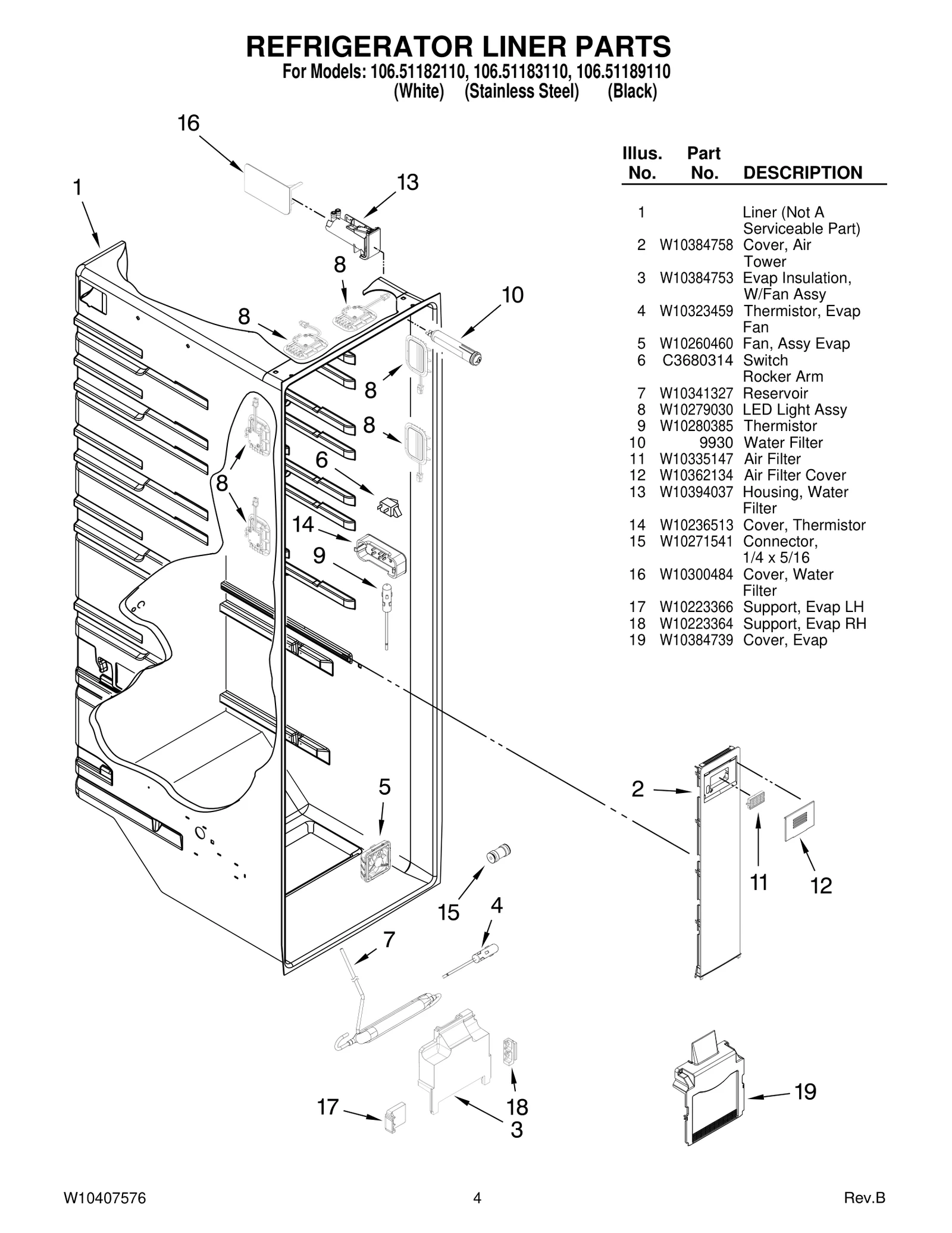 REFRIGERATOR LINER PARTS