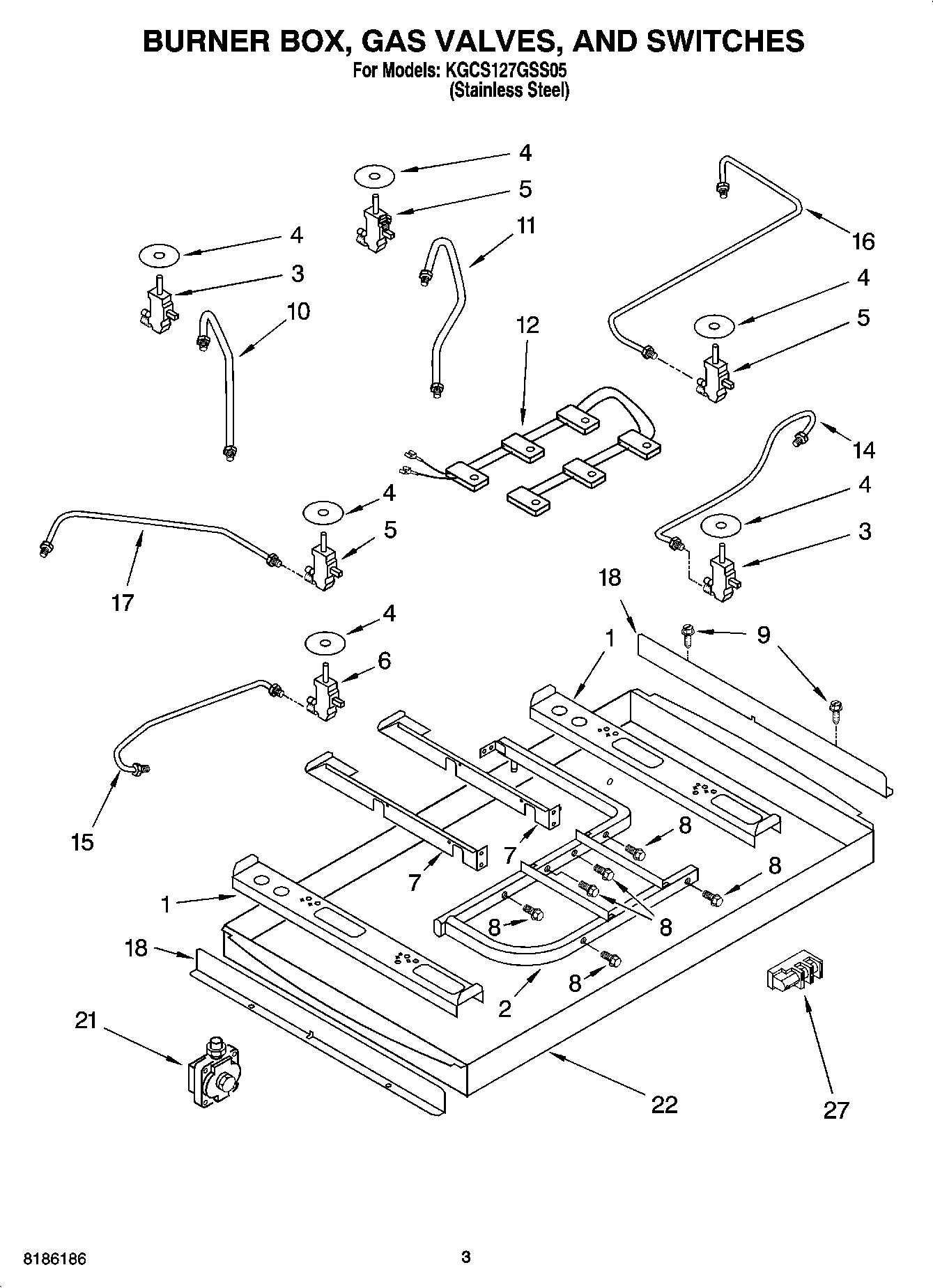 02 - BURNER BOX, GAS VALVES, AND SWITCHES