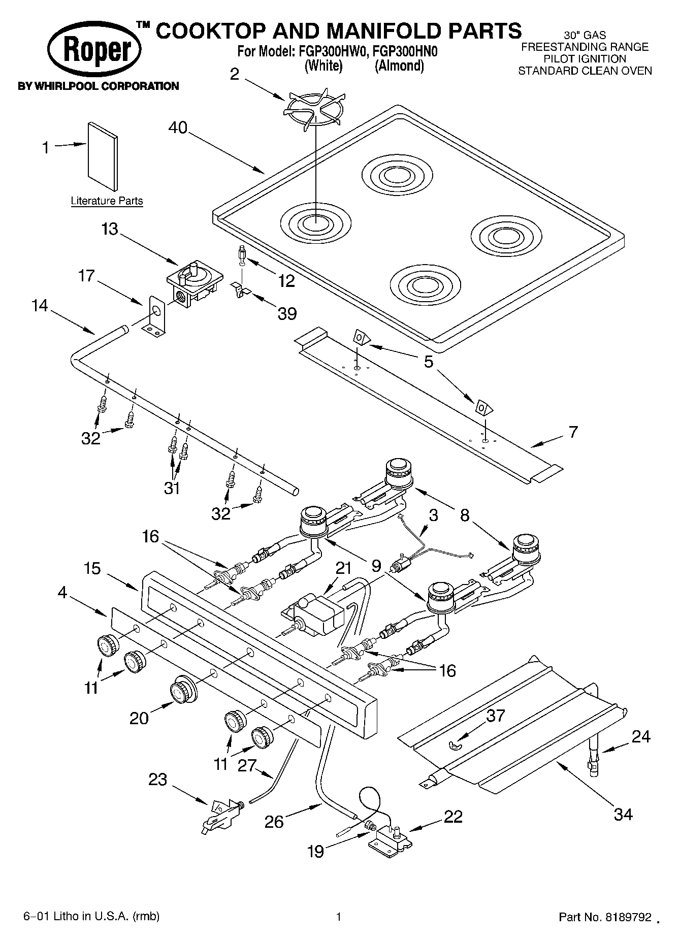 01 - COOKTOP AND MANIFOLD, LITERATURE