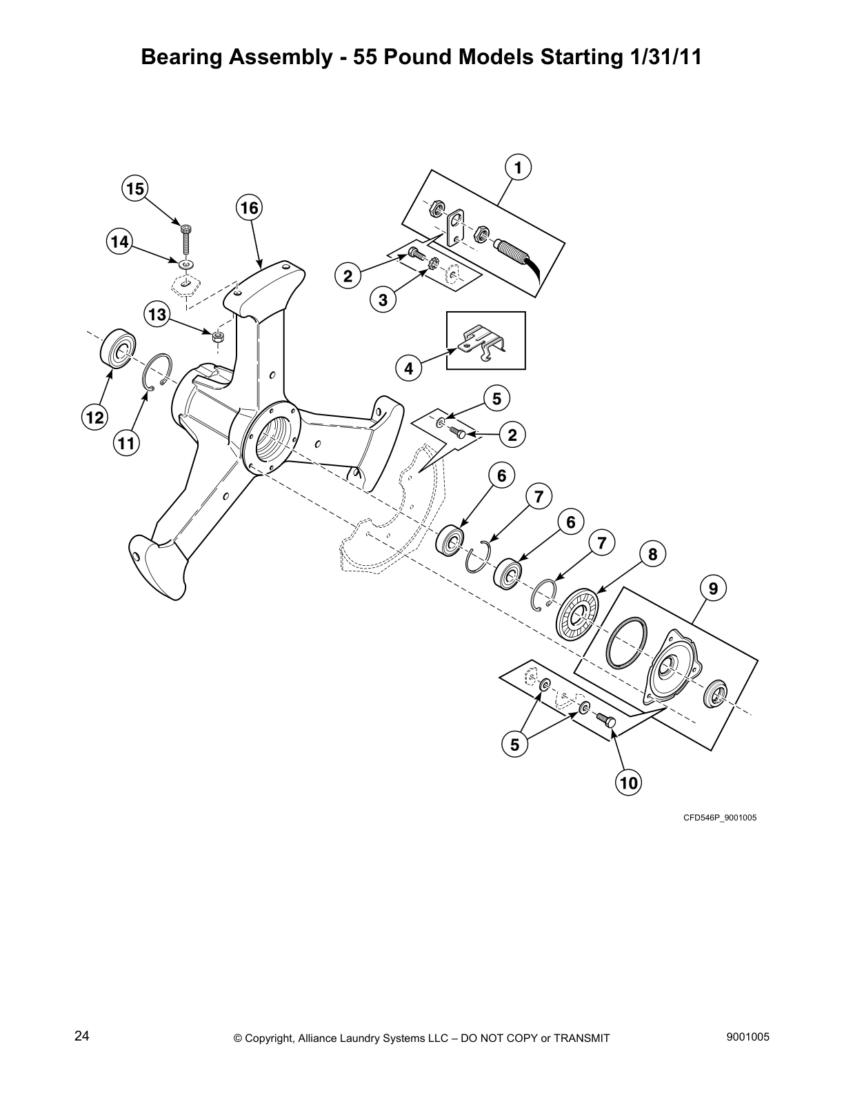 Bearing Assembly - 55 Pound Models Starting 1/31/11