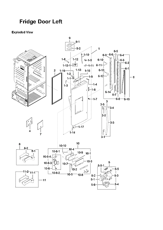 Left Refrigerator Door Parts