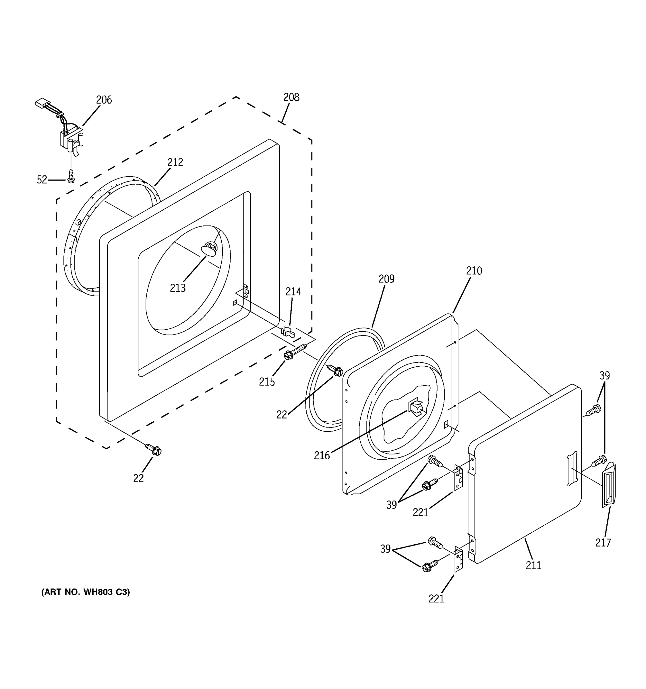 DRYER FRONT PANEL & DOOR