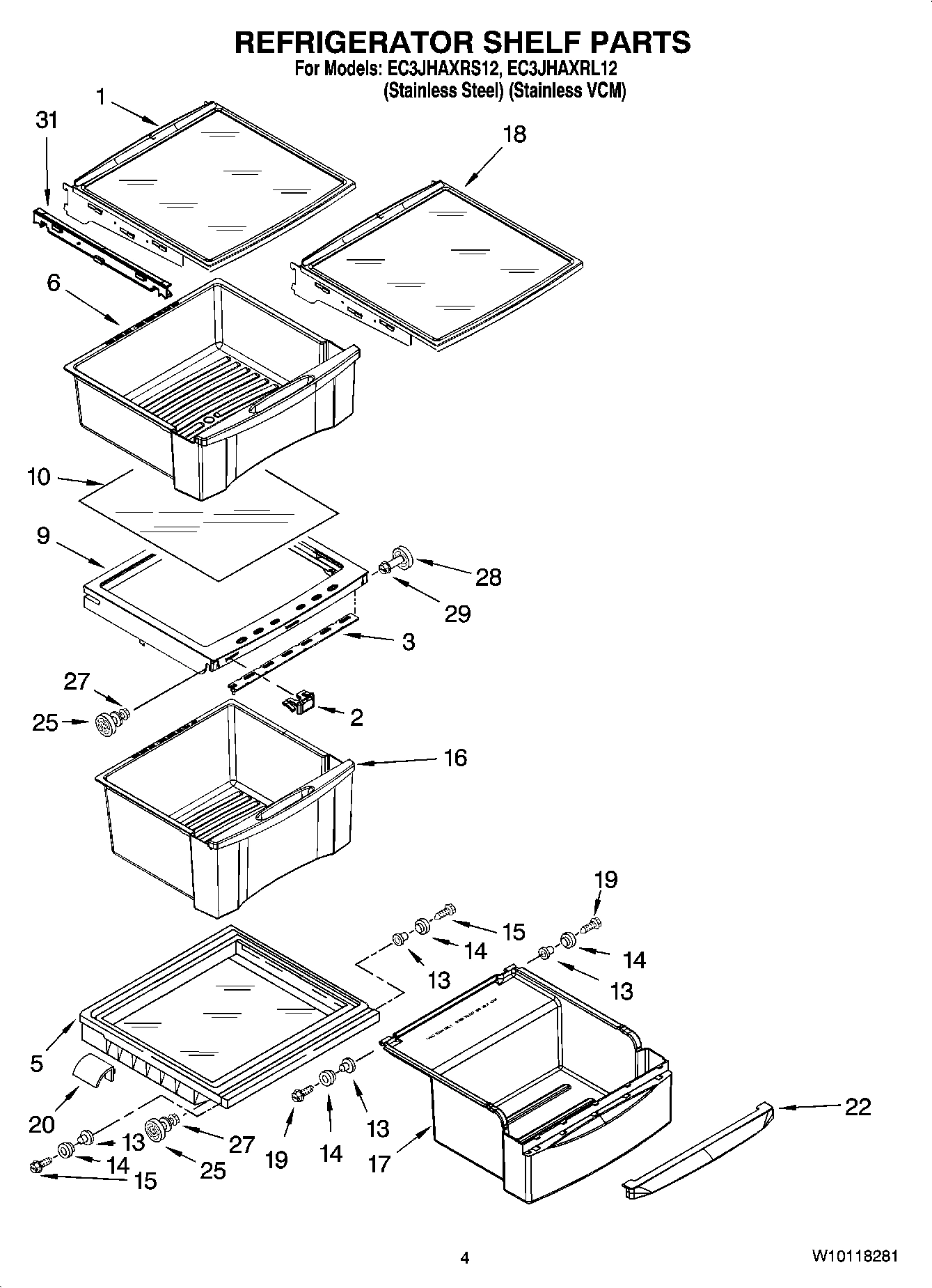 03 - REFRIGERATOR SHELF PARTS