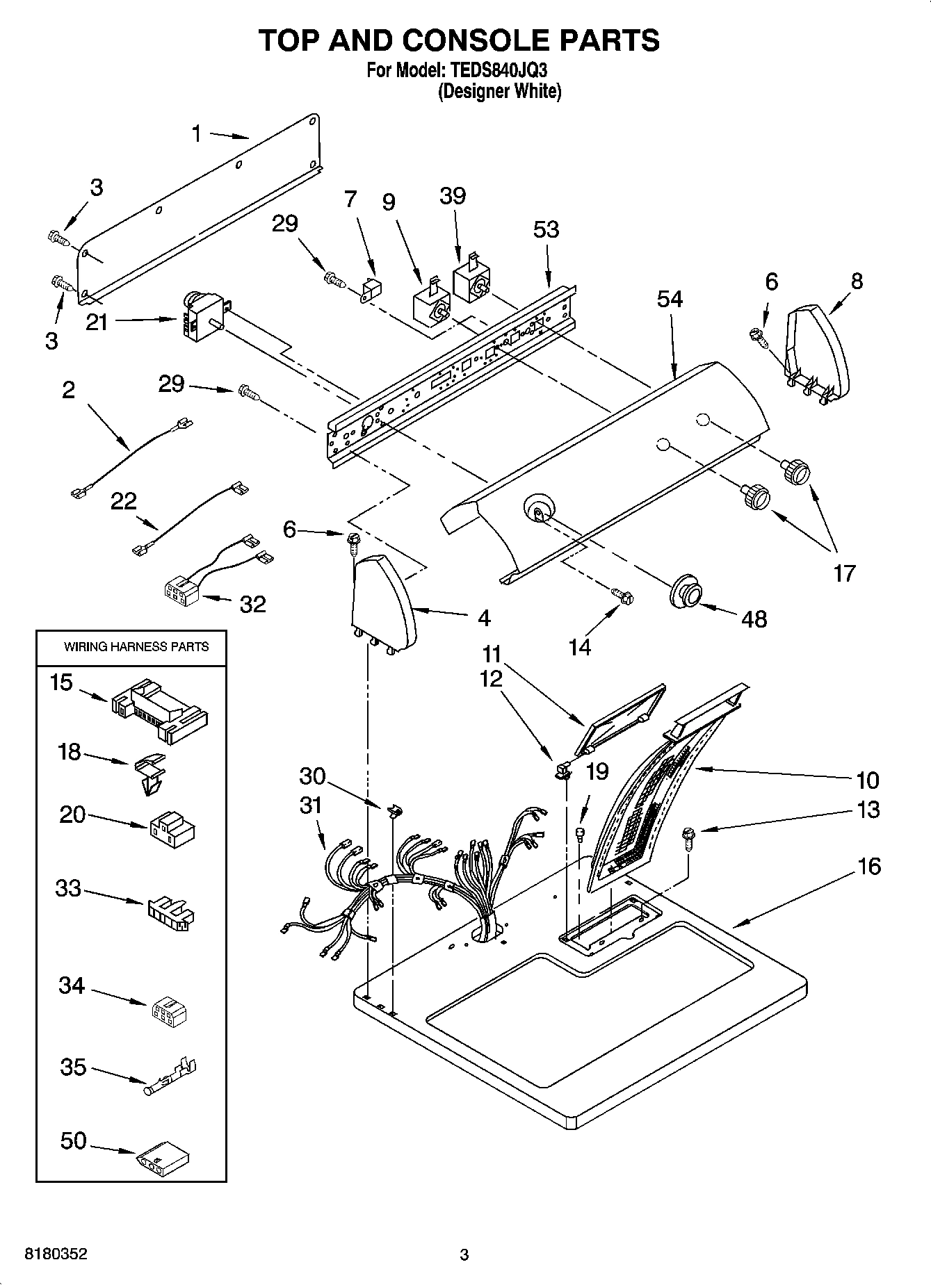 02 - TOP AND CONSOLE PARTS OPTIONAL PARTS (NOT INCLUDED)
