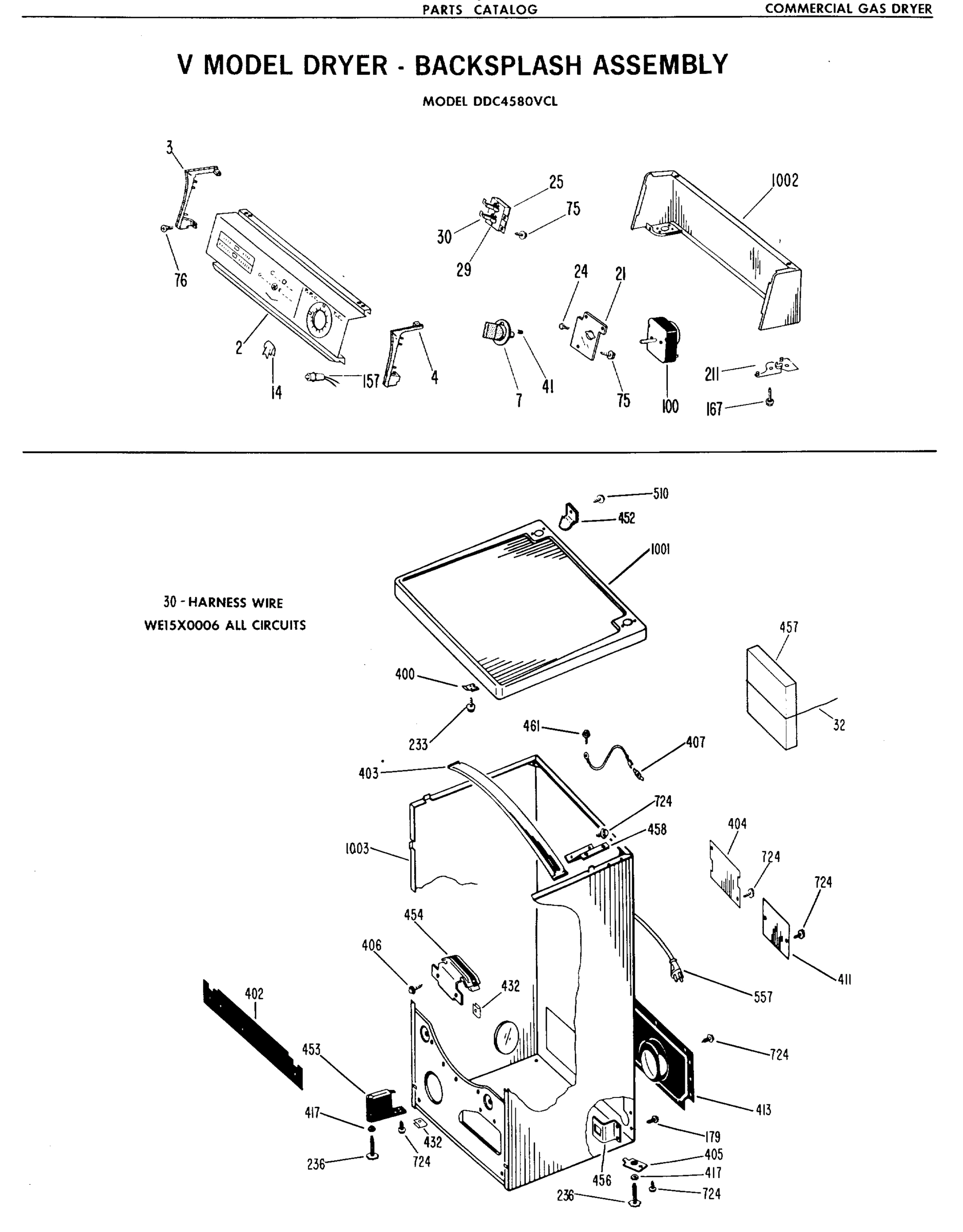V MODEL DRYER - BACKSPLASH ASSEMBLY