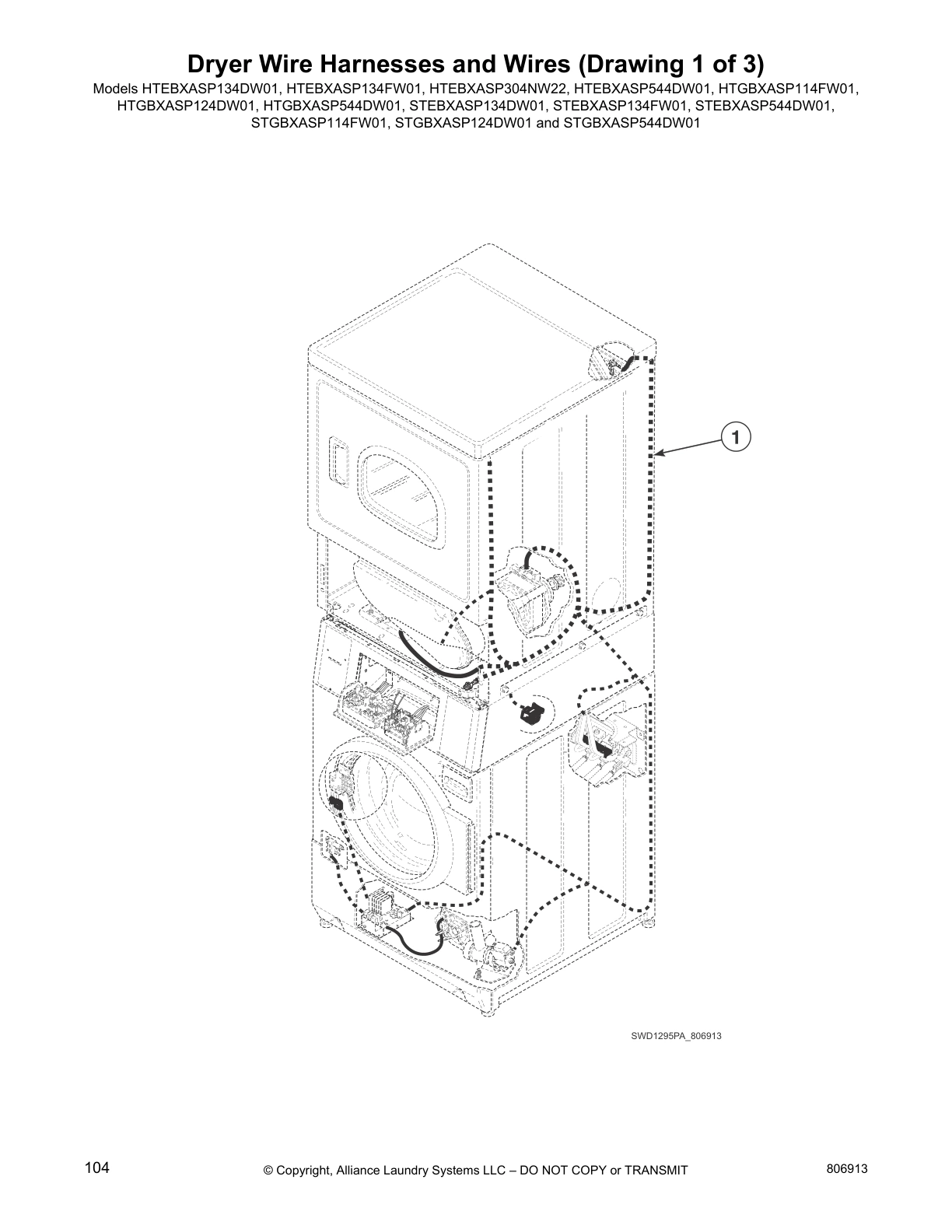 Dryer Wire Harnesses and Wires (Drawing 1 of 3)