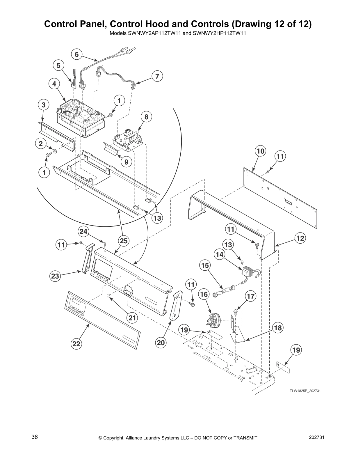 Control Panel, Control Hood and Controls (Drawing 12 of 12)