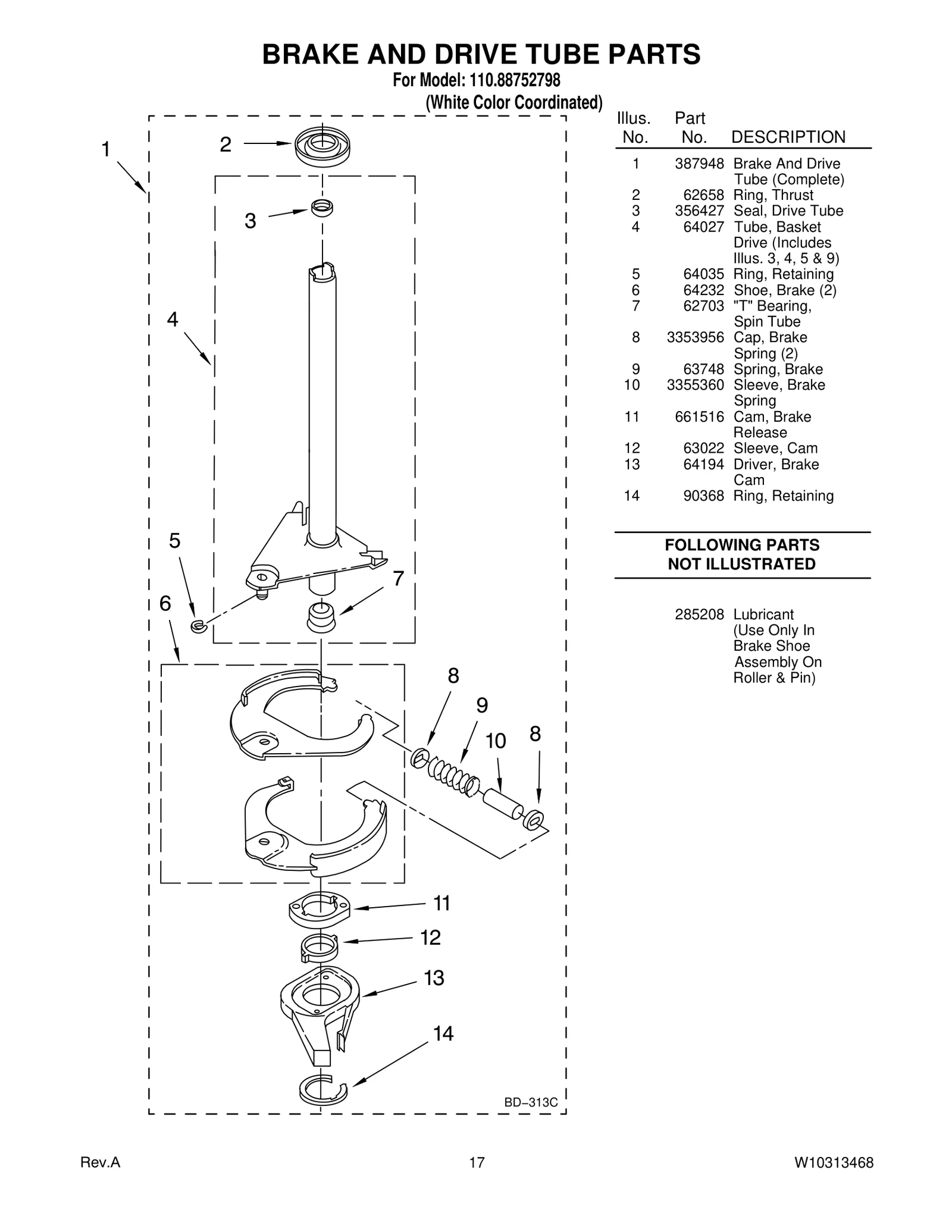 BRAKE AND DRIVE TUBE PARTS