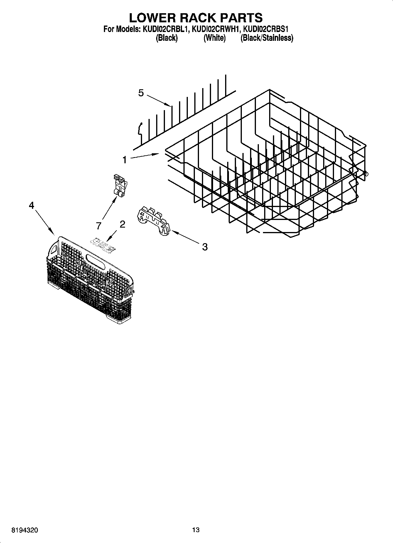 11 - LOWER RACK PARTS, OPTIONAL PARTS (NOT INCLUDED)