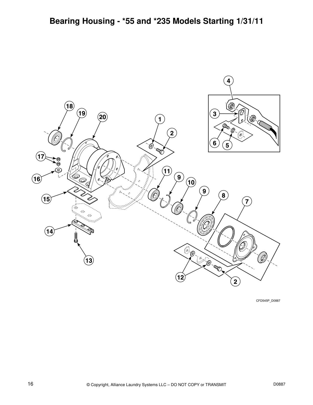 Bearing Housing - *55 and *235 Models Starting 1/31/11