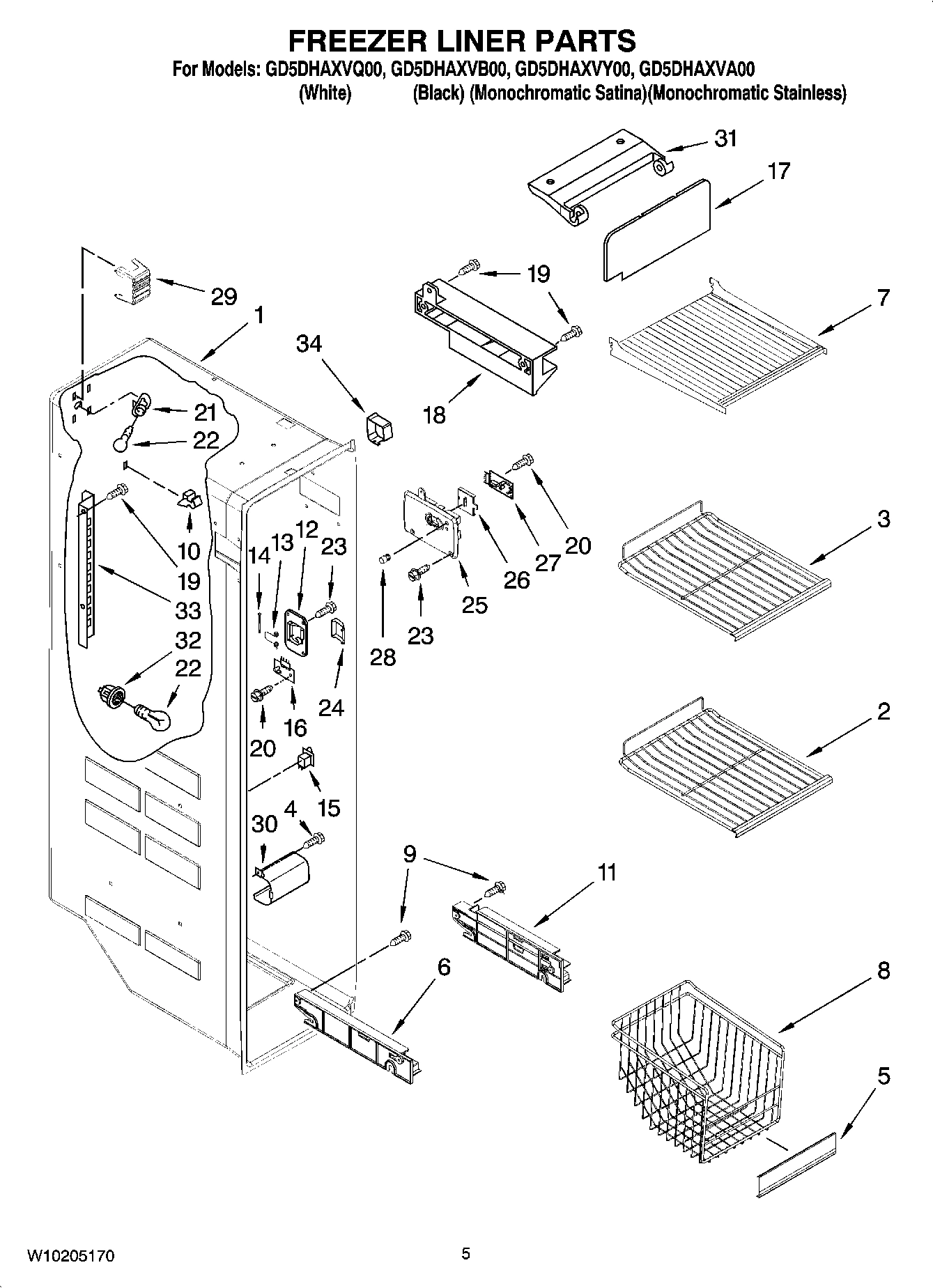 04 - FREEZER LINER PARTS