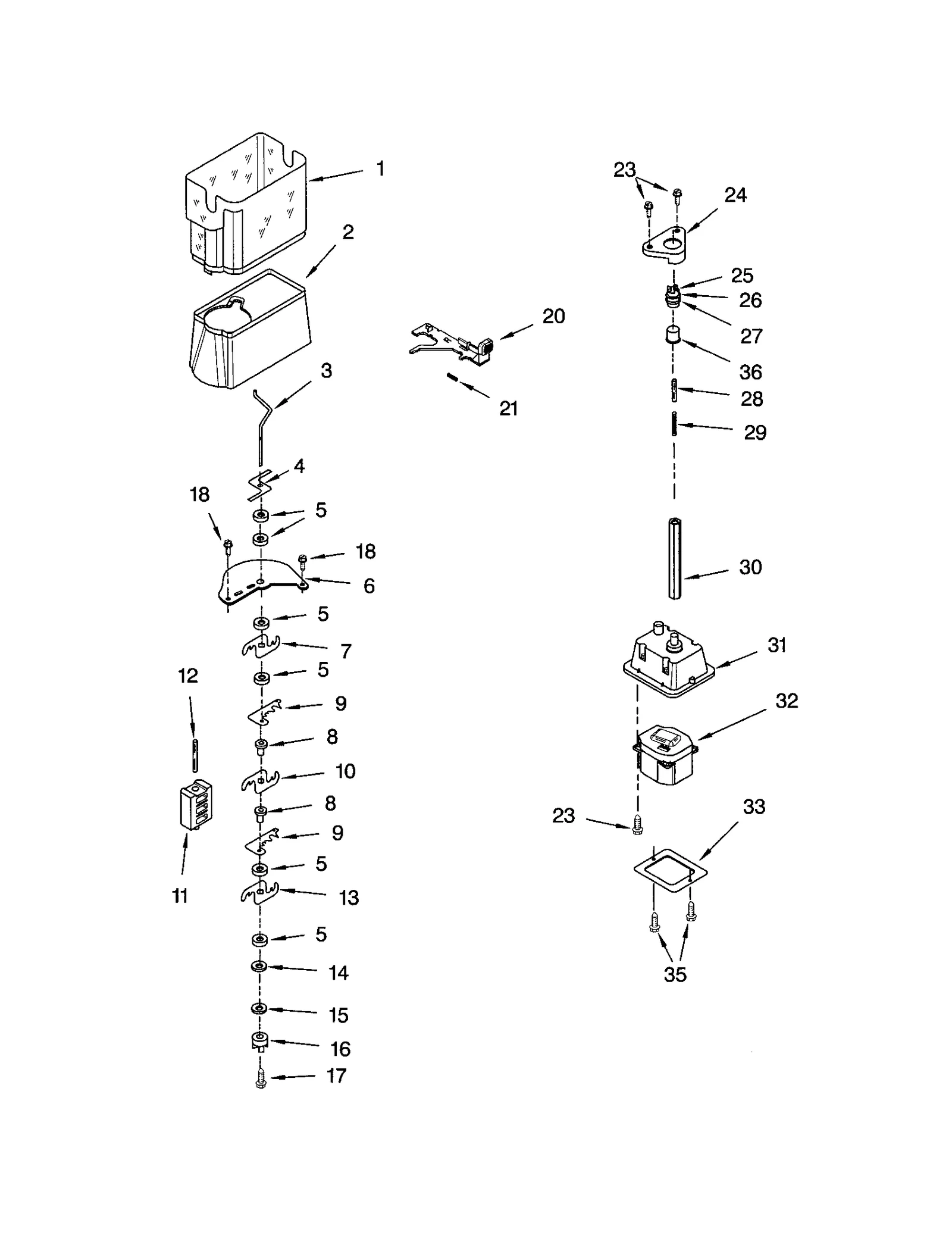 MOTOR AND ICE CONTAINER