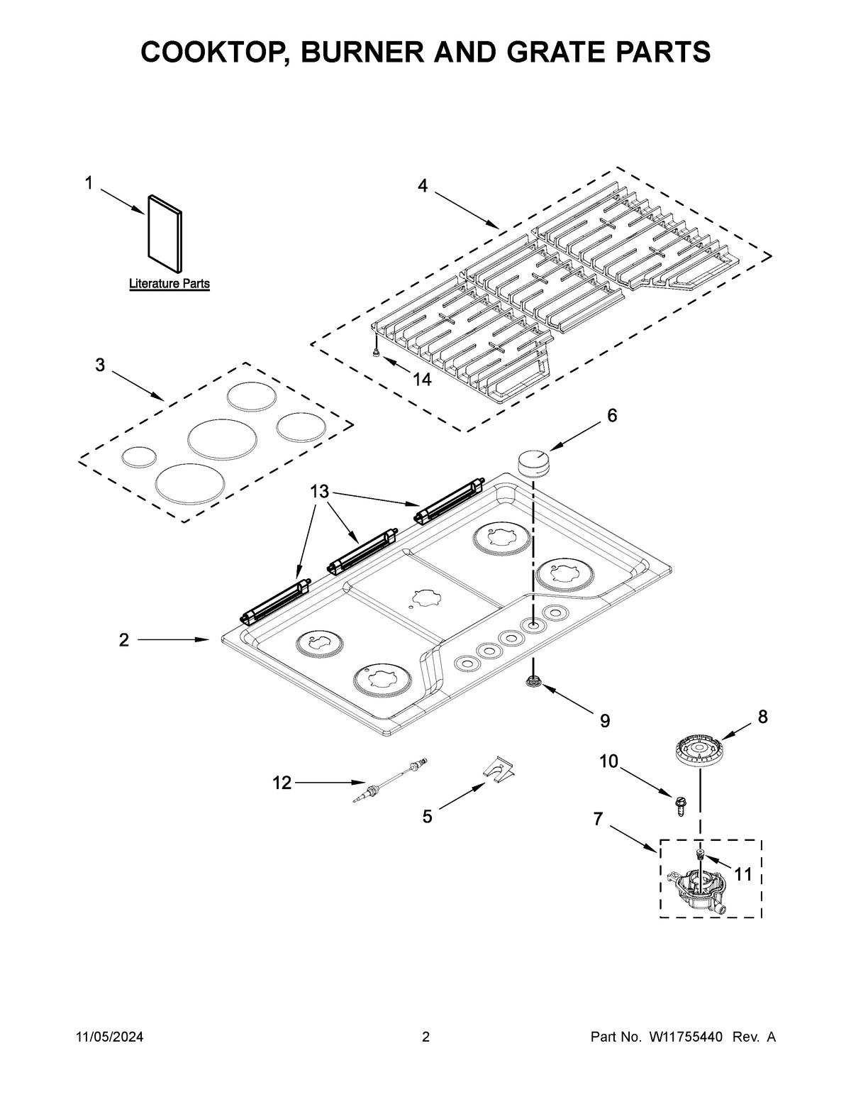 02 - COOKTOP, BURNER AND GRATE PARTS