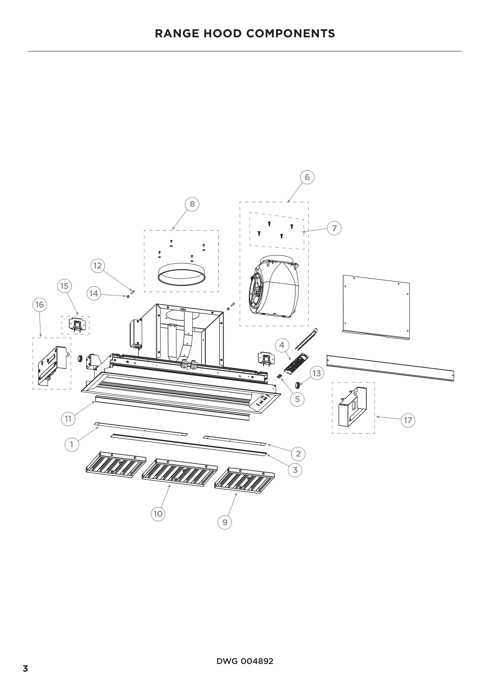 RANGE HOOD COMPONENTS