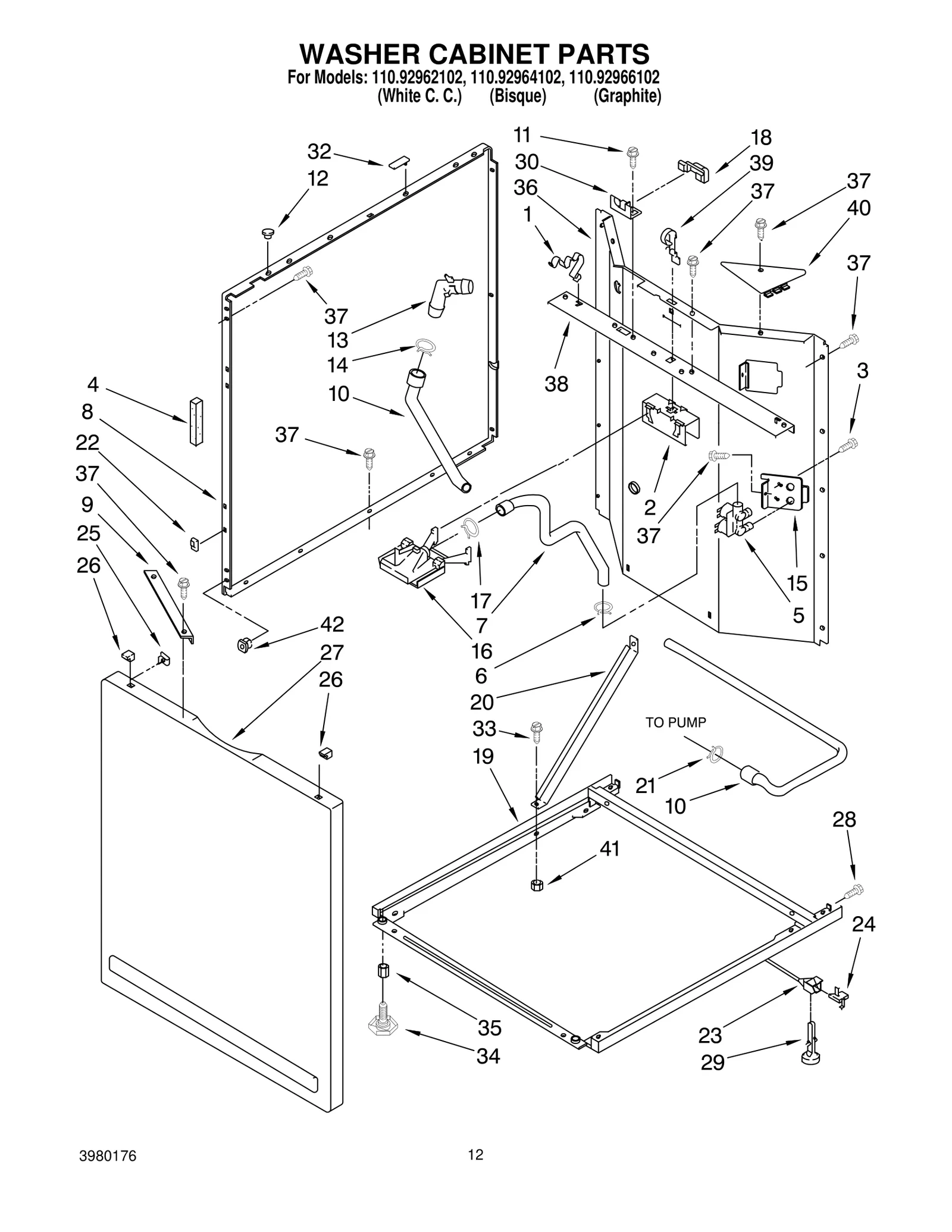 WASHER CABINET PARTS