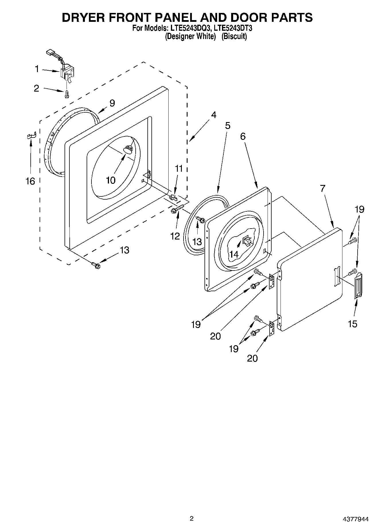02 - DRYER FRONT PANEL AND DOOR